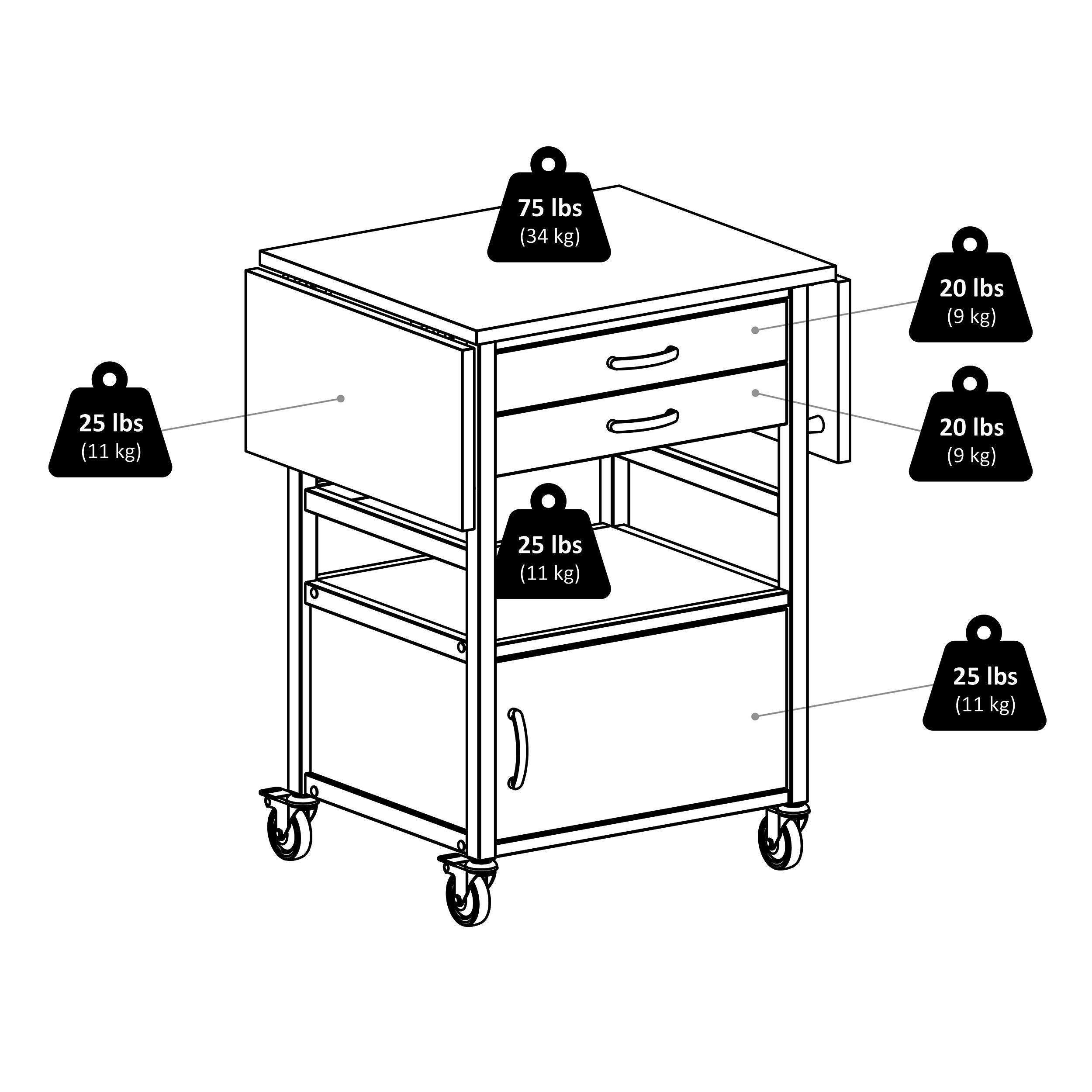 Bellini 33.54'' H x 43.23'' W 1 Utility Cart with Wheels