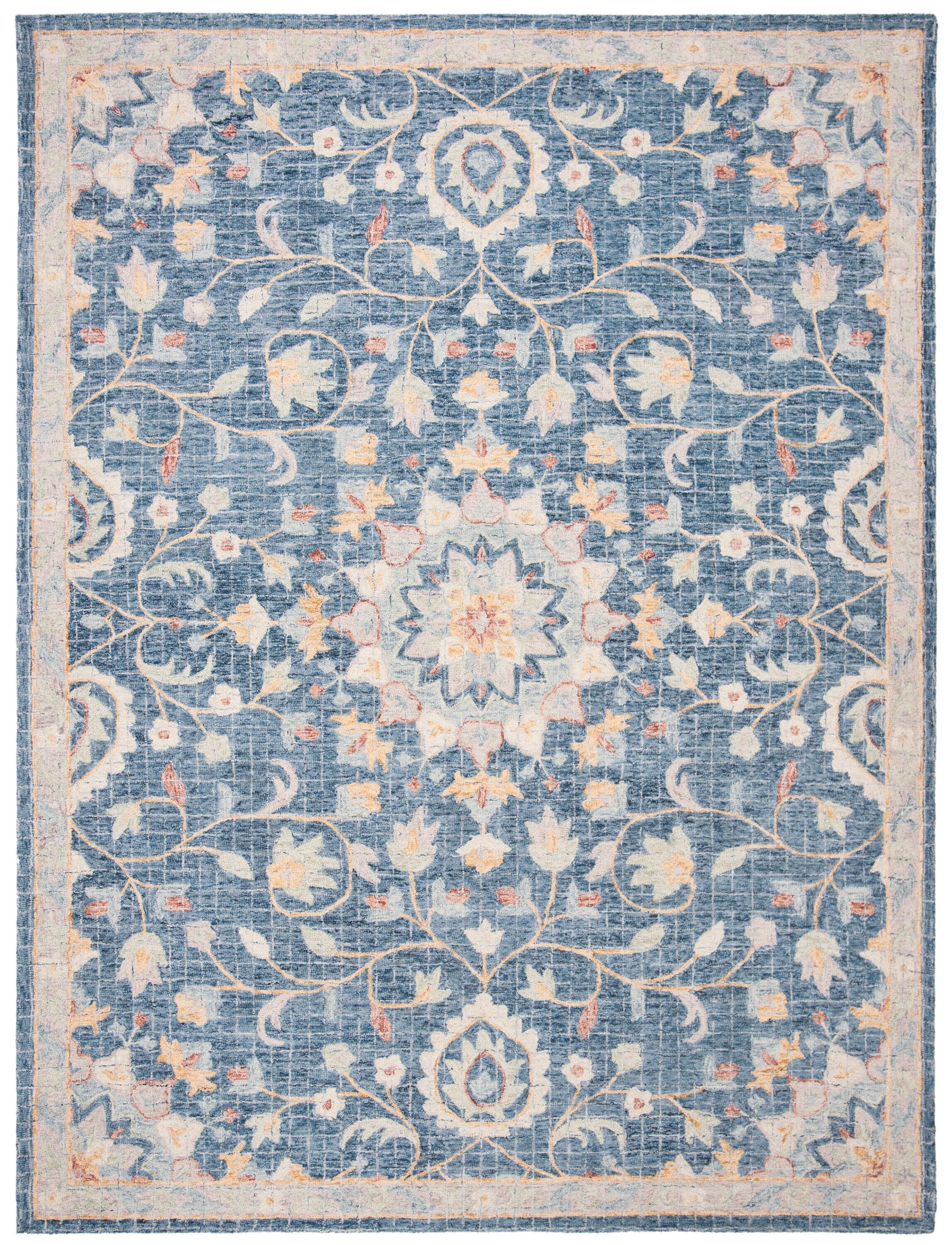 Blossom BLM813 Hand Tufted Area Rug - Navy/Multi - 8'x10' - Safavieh.