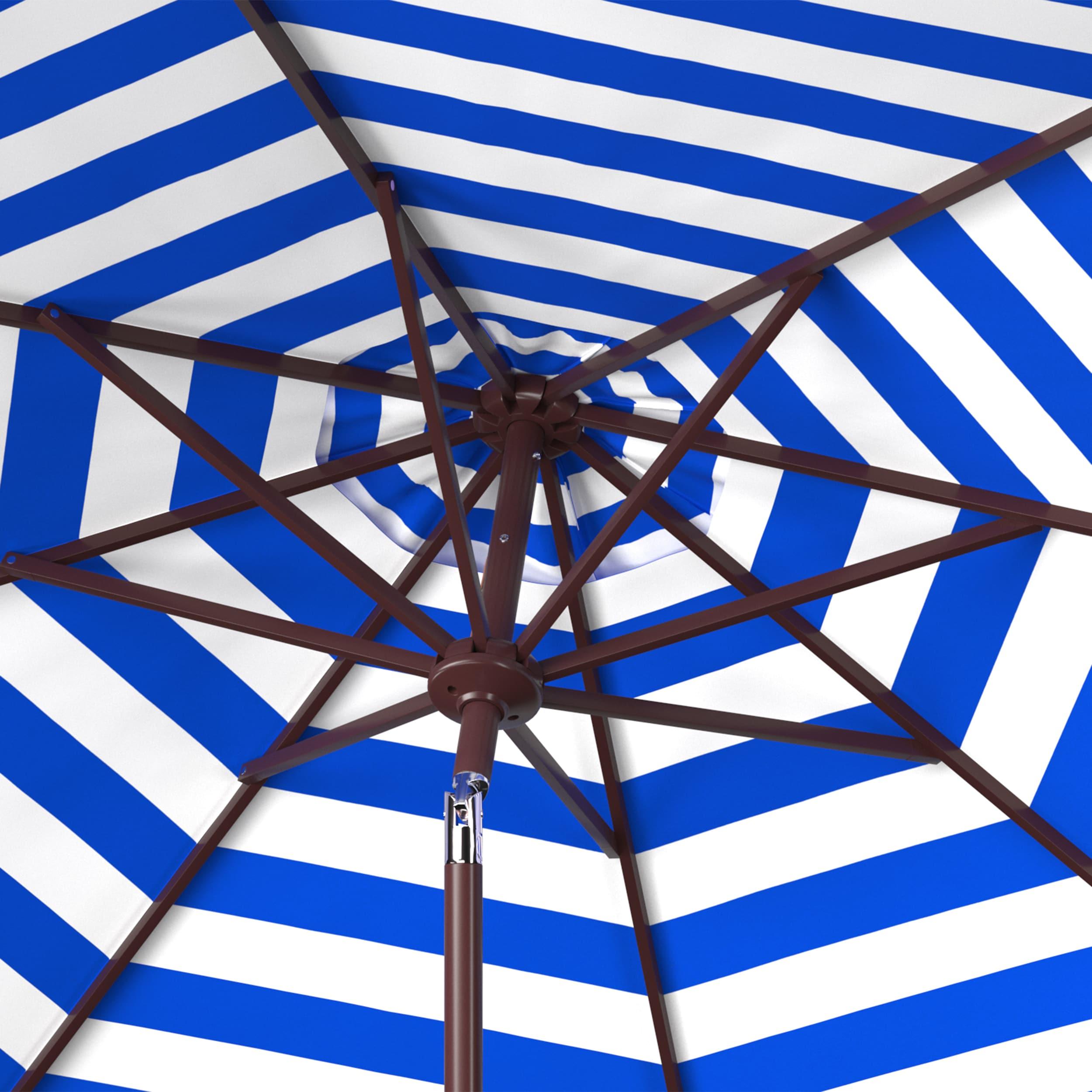 Athens Inside Out Striped 9Ft Crank Auto Tilt Umbrella - PAT8007 - Pacific - Safavieh