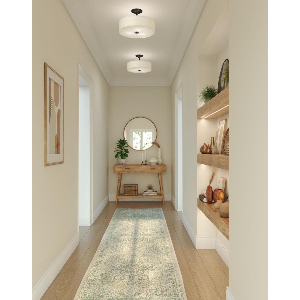 Progress Lighting, Inspire Collection, 3-Light Semi-Flush Mount, Graphite, Summer Linen Shade