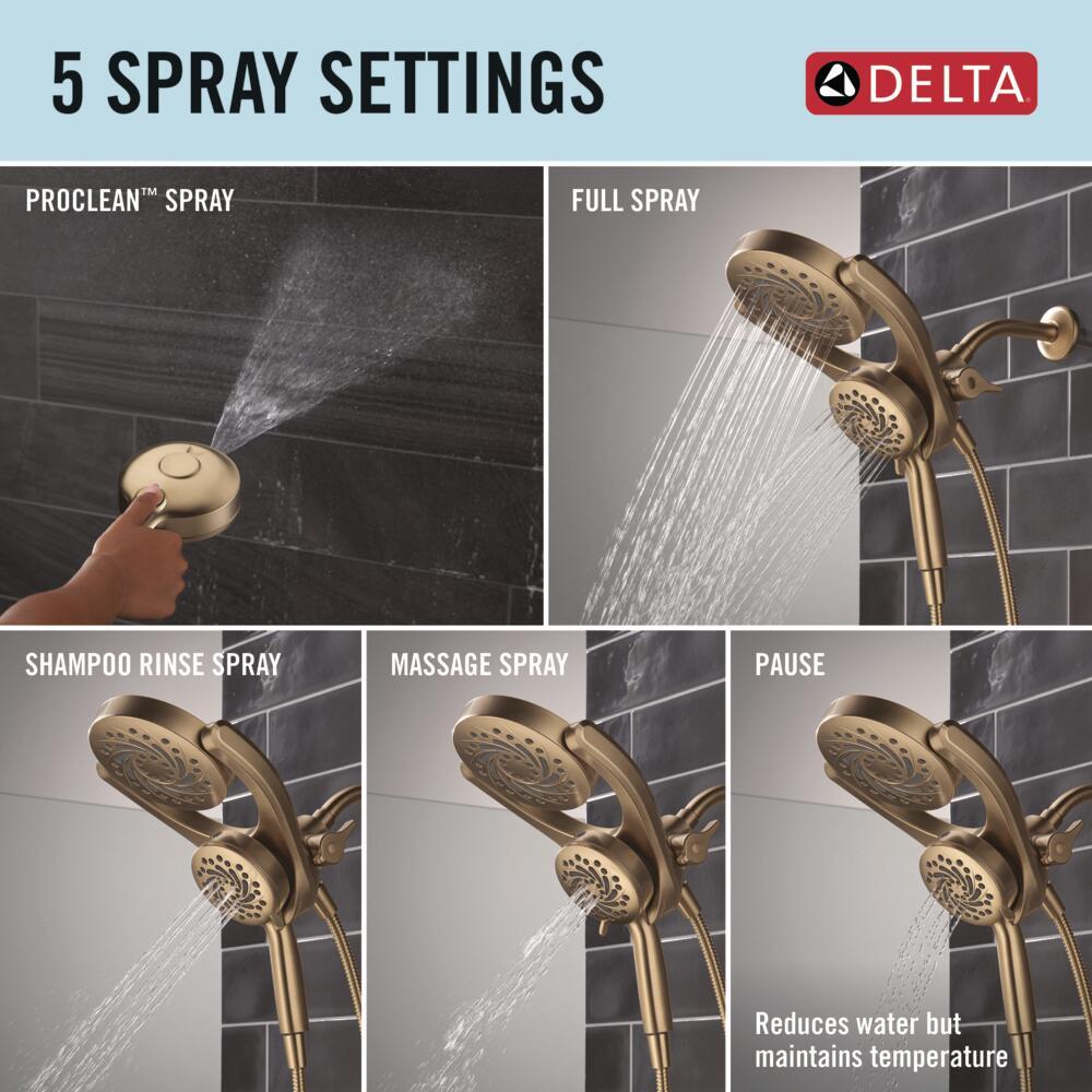 5-Setting HydroRain 2-in-1 Dual Shower Head with ProClean Spray