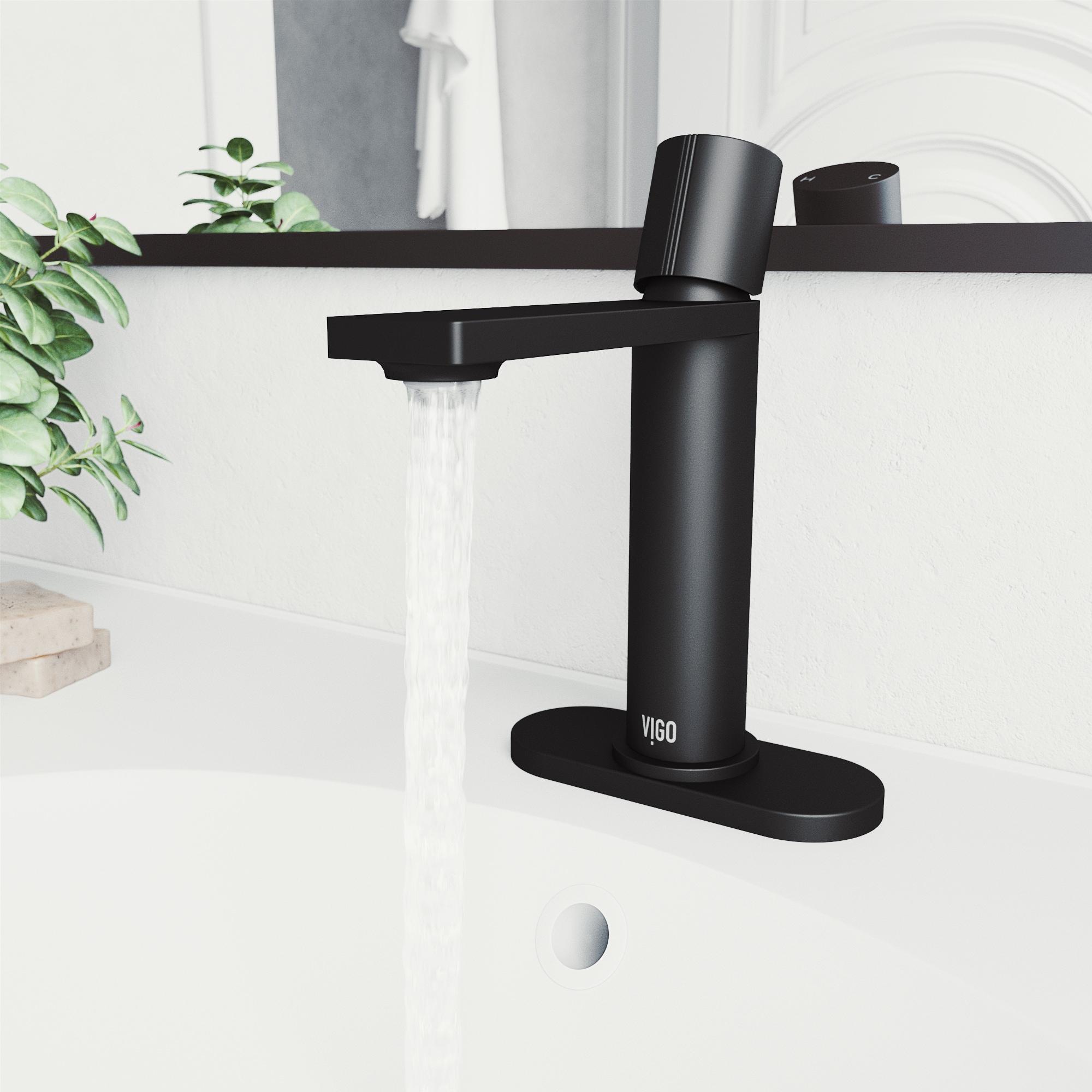 Halsey Single Hole Bathroom Faucet with Deck Plate