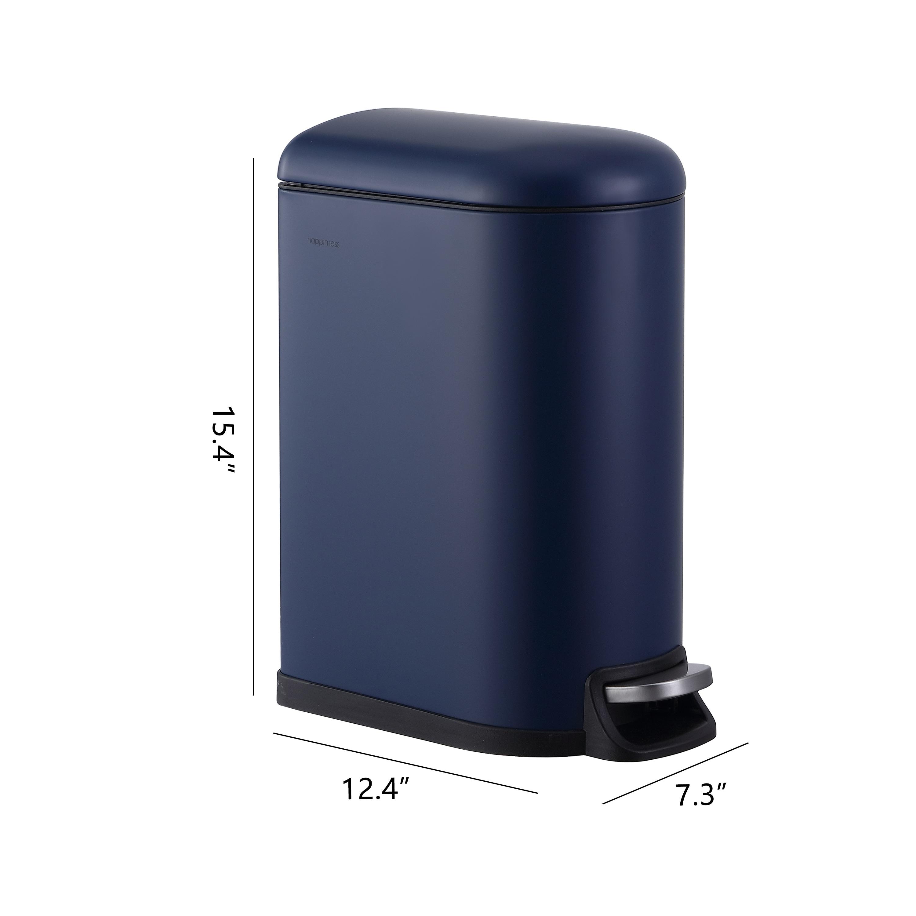 happimess Roland Mini 2.6-Gallon Step-Open Trash Can, Denim Blue