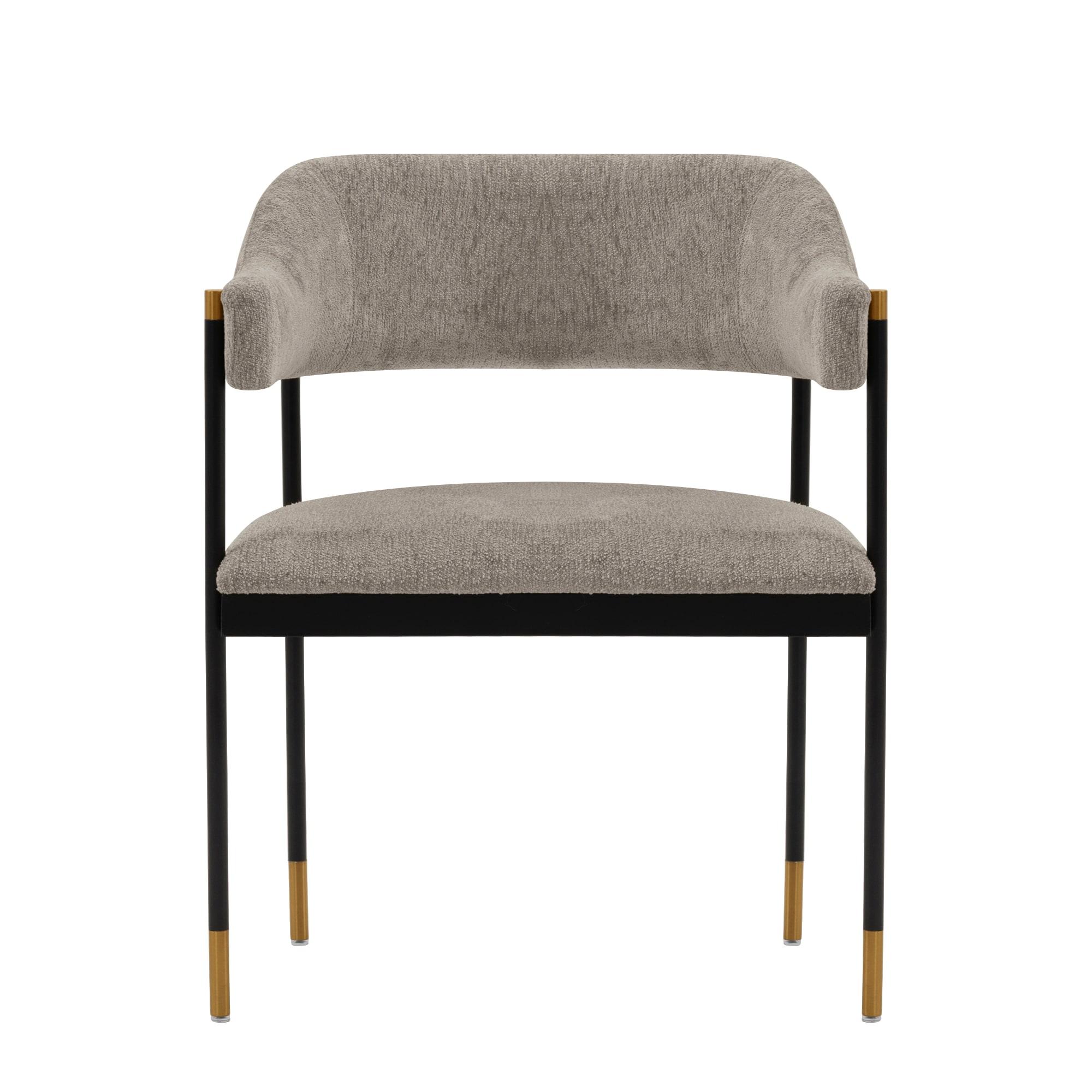 Lia Modern Boucle Upholstered Dining Armchair Stone Gray - Manhattan Comfort: Brushed Gold Accents, No Assembly Required