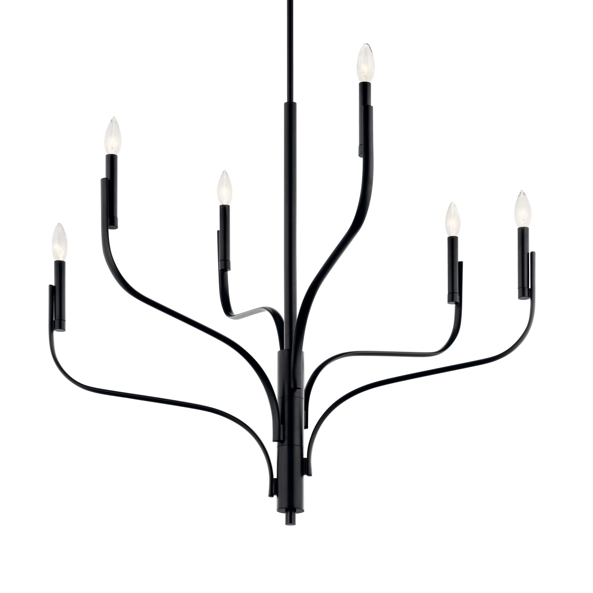 Kichler Livadia 6 -Light Brushed Black Modern/contemporary Bare bulb For Use in Bedrooms, Dining Rooms, Foyers, Kitchens, Living Rooms Chandelier