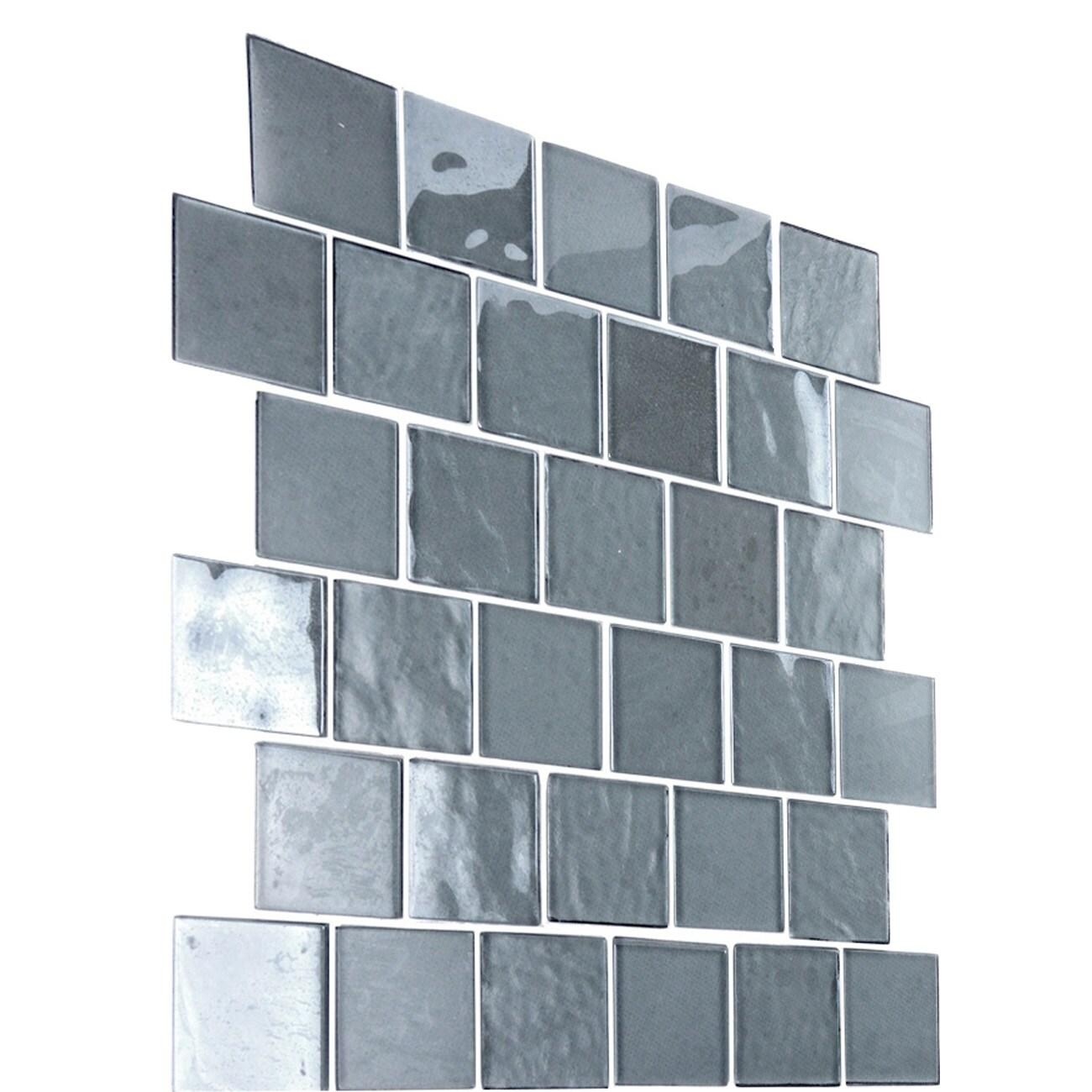 Landscape 2 in. x 2 in. Translucent Glass Plastic Face Mounted Brick Mosaic Designer Pool Tile