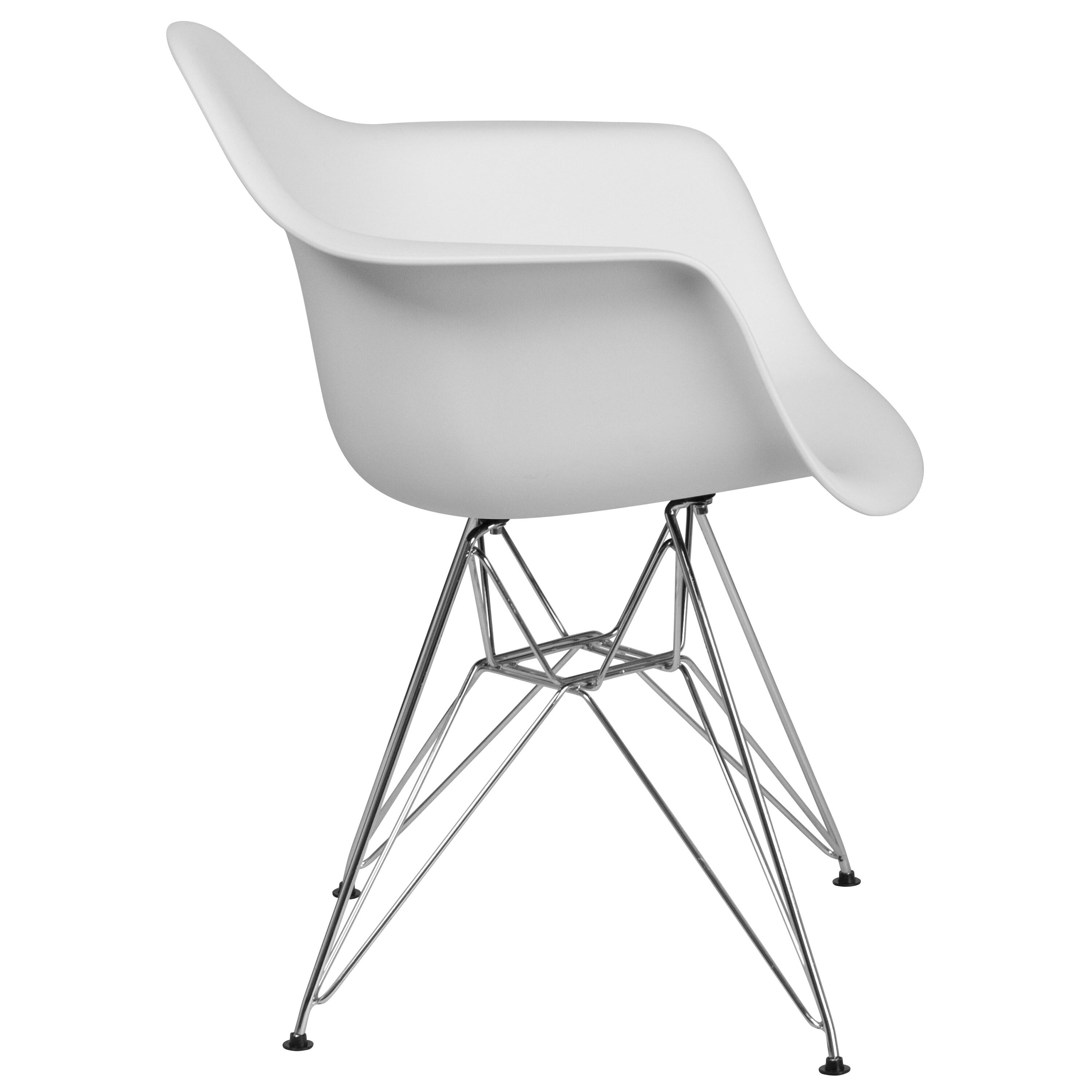 Flash Furniture Alonza Series White Plastic Chair with Chrome Base