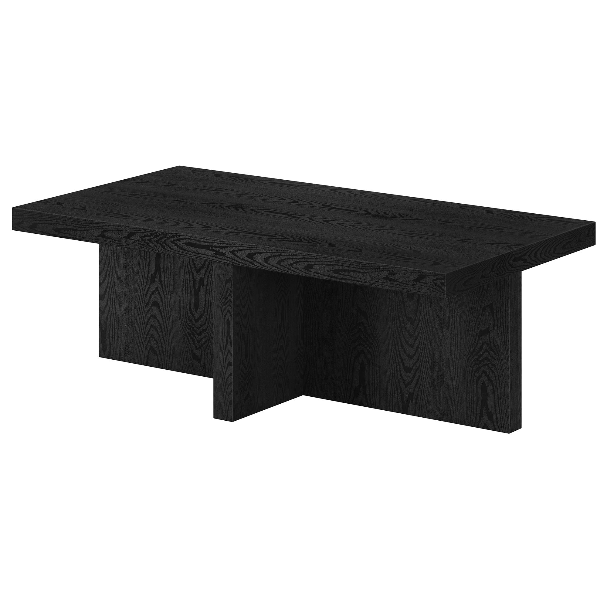 Evelyn and Zoe Elna Contemporary Wide Rectangular Wood Coffee Table, Black Grain