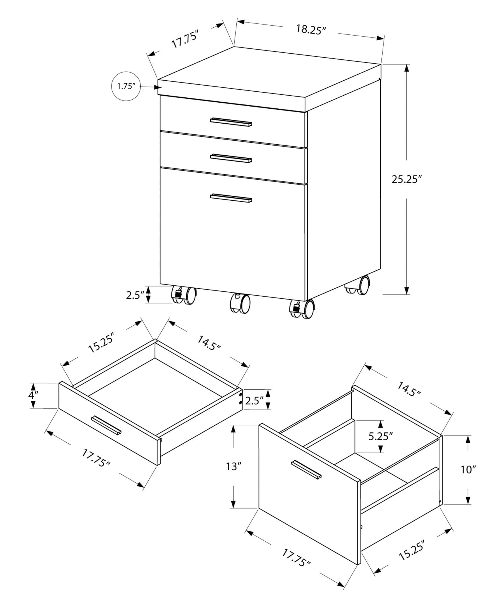 Gracie Oaks File Cabinet, Rolling Mobile, Storage Drawers, Printer Stand