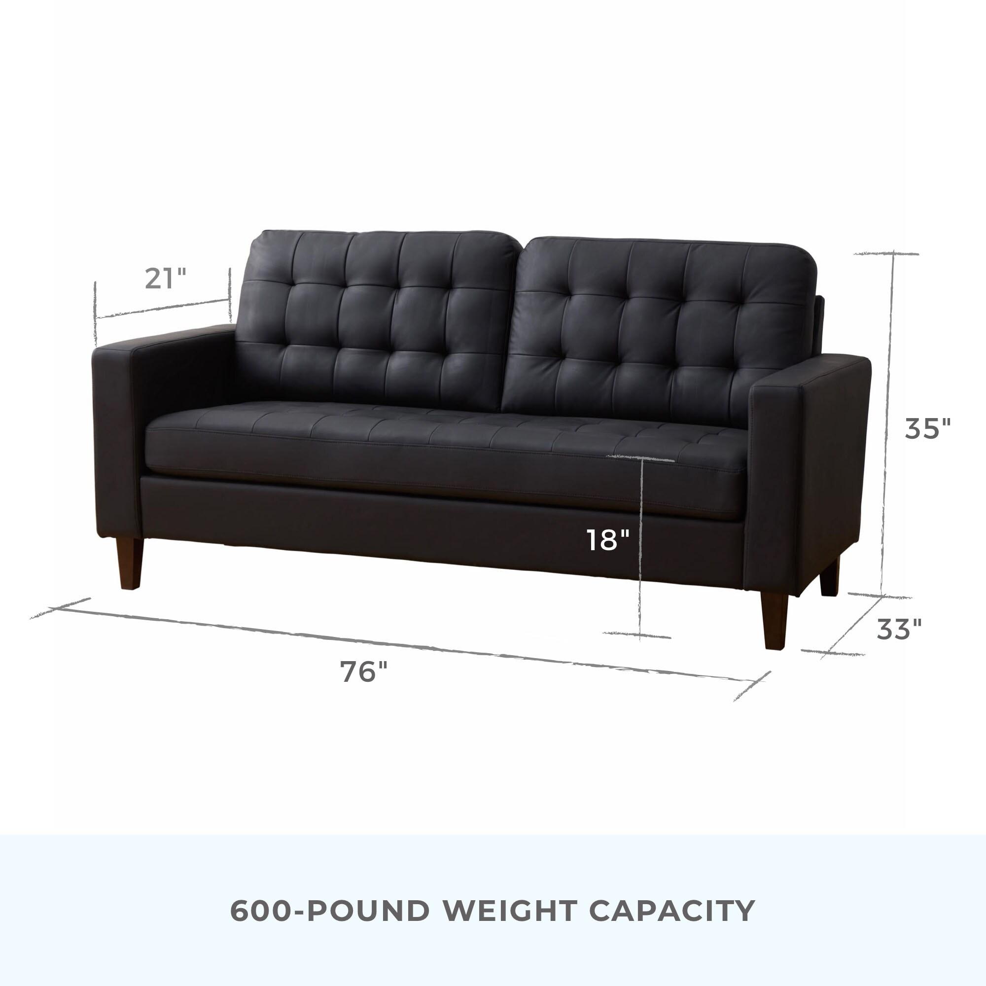 76” Brynn Upholstered Square Arm Sofa with Buttonless Tufting - Brookside Home