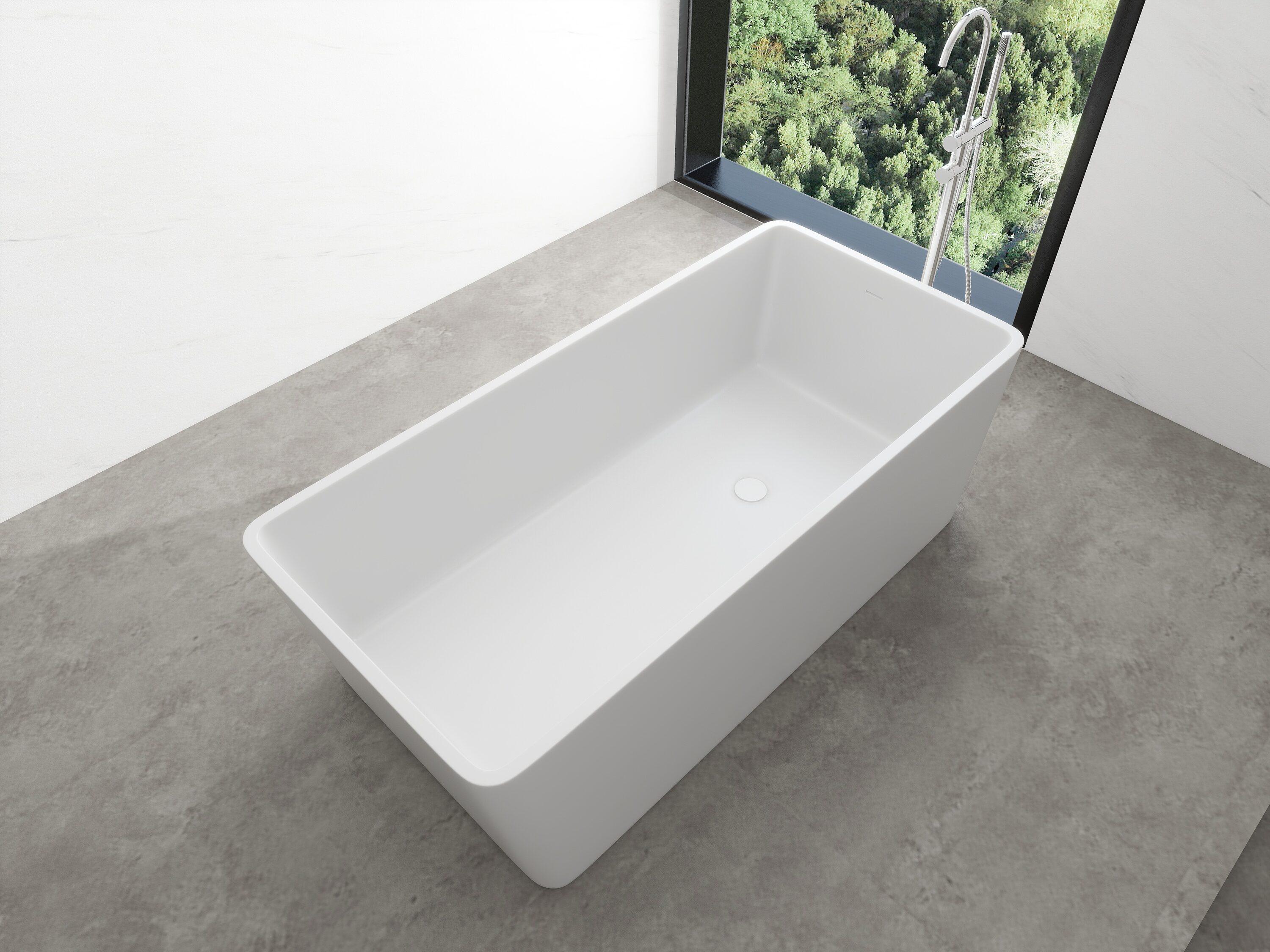 59'' x 30'' Freestanding Soaking Solid Surface Bathtub
