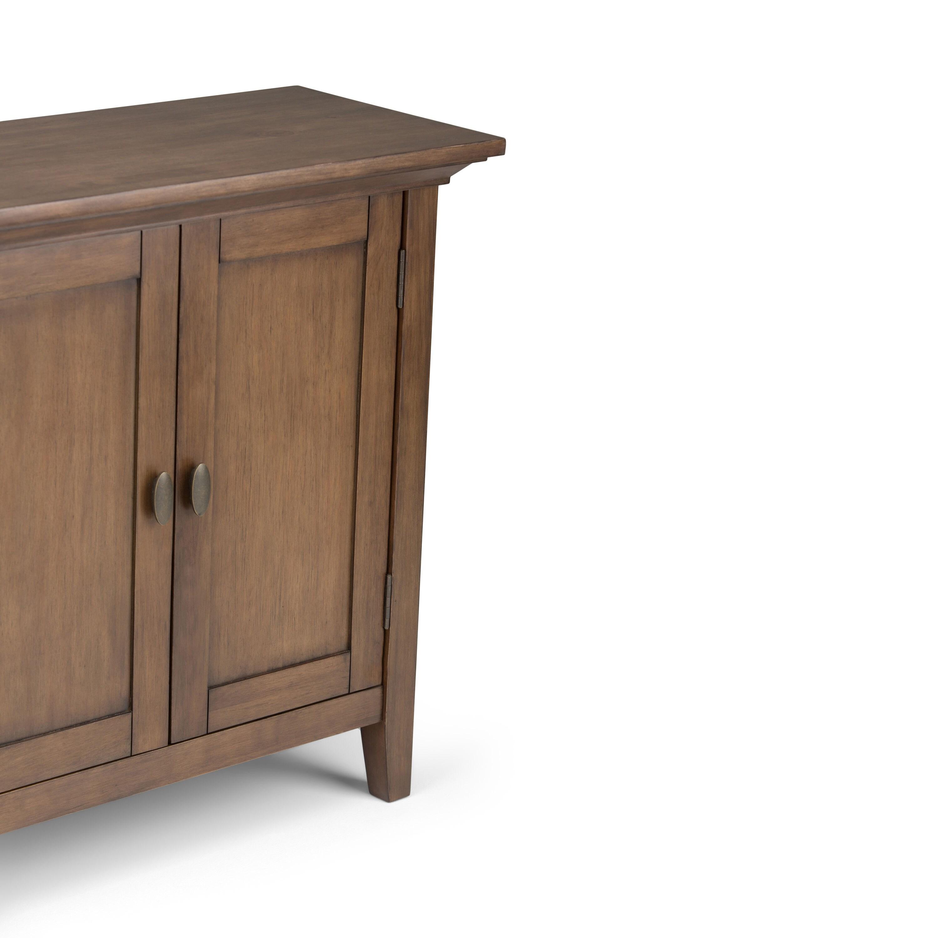 Simpli Home Redmond Wood 32" Transitional Low Cabinet in Rustic Natural Brown