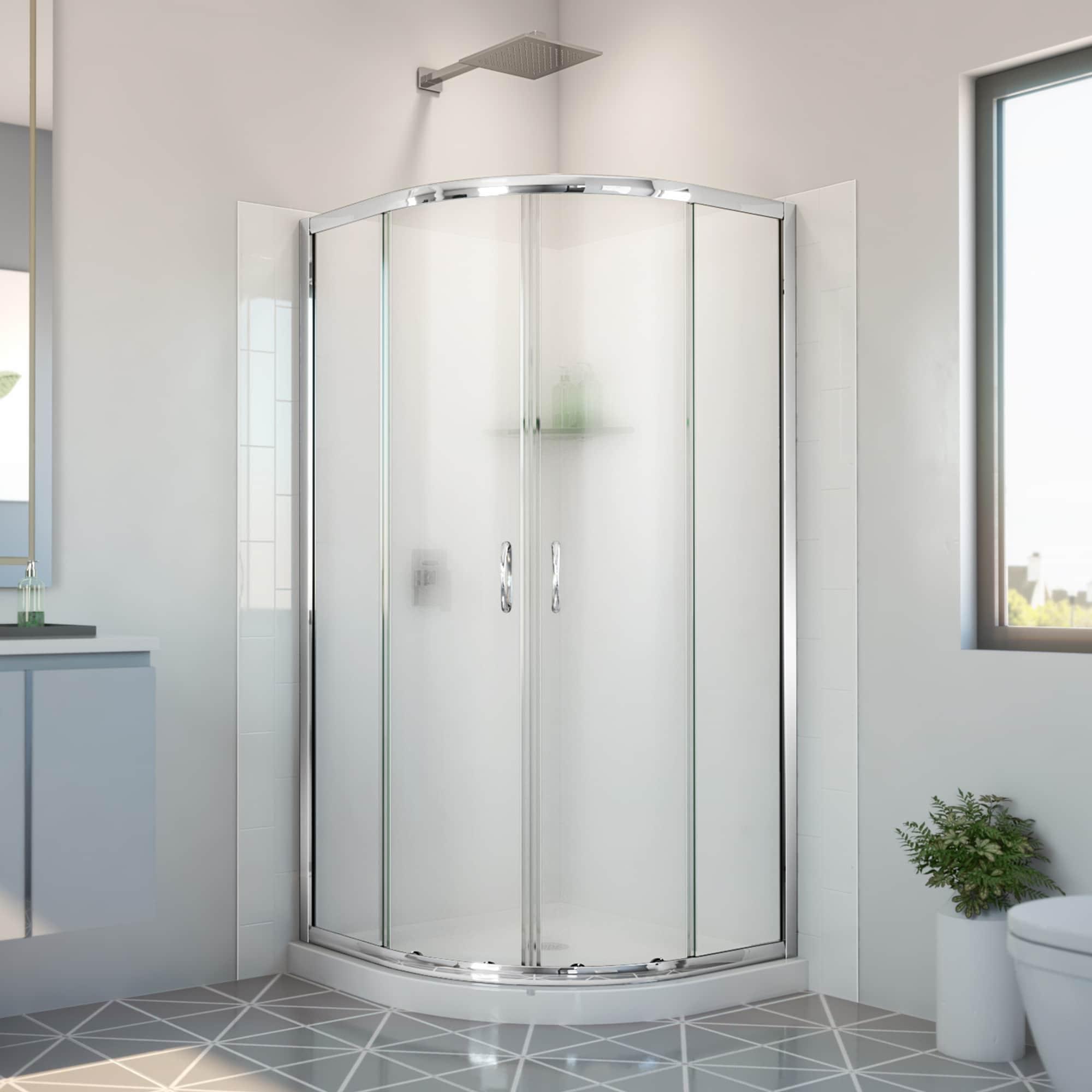 38'' W x 38'' D x 78'' H Semi-Frameless Round Shower Enclosure