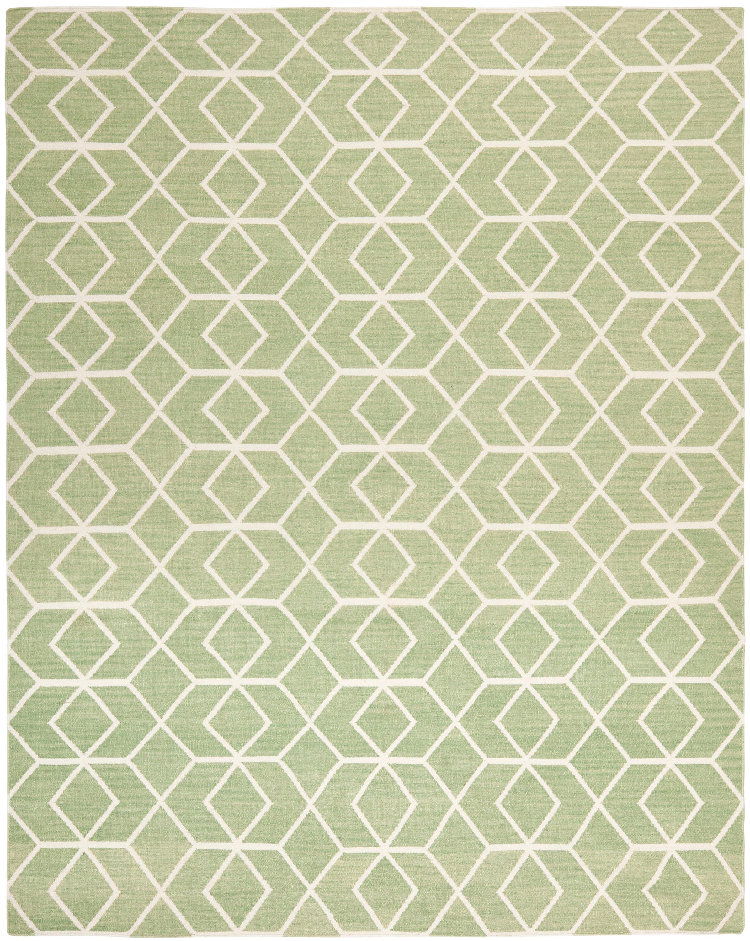 SAFAVIEH Dhurries Addison Geometric Area Rug, Sage/Ivory, 8' x 10'