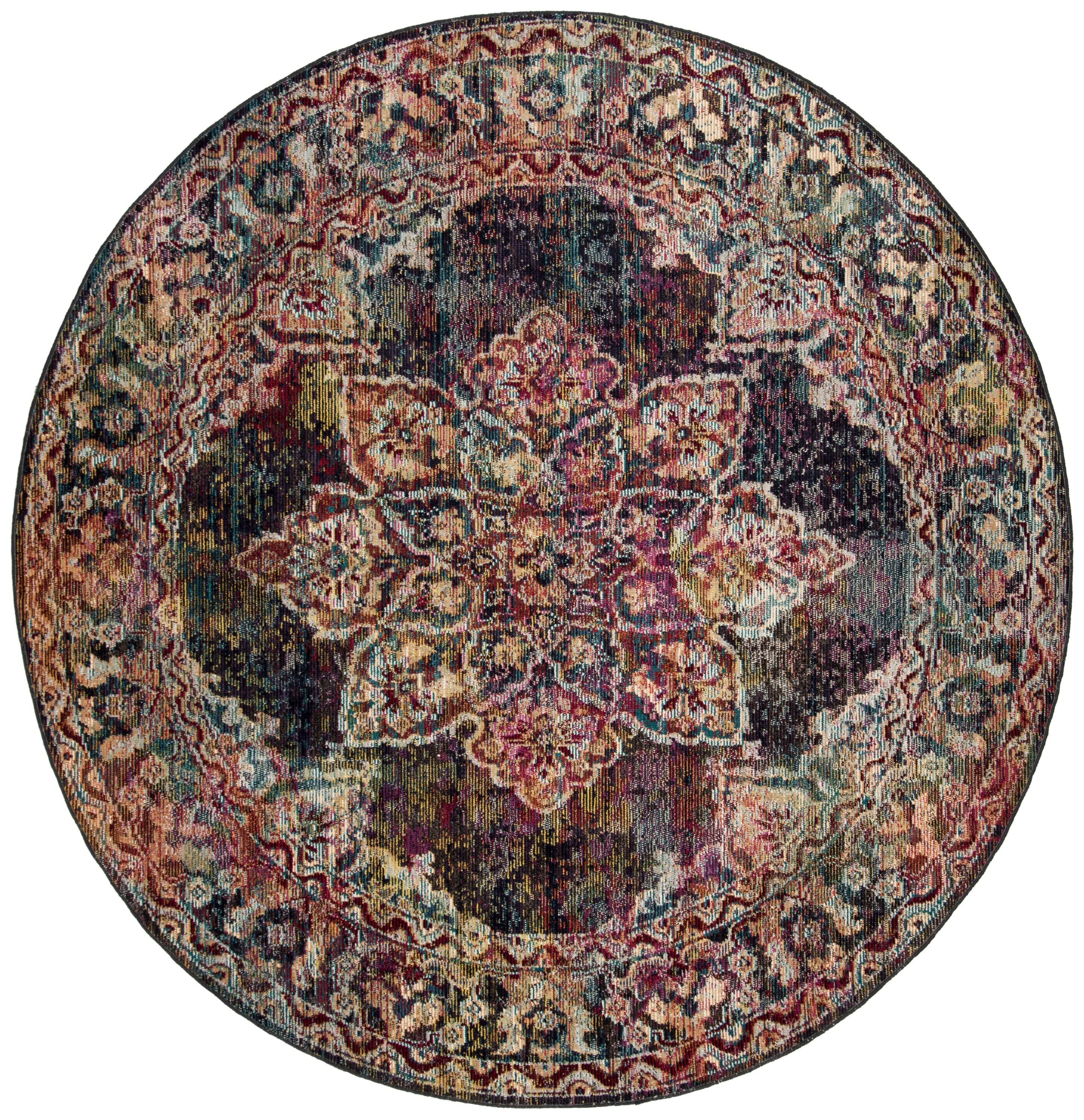 Crystal CRS513 Power Loomed Area Rug - Navy/Light Blue - 7' round - Safavieh.