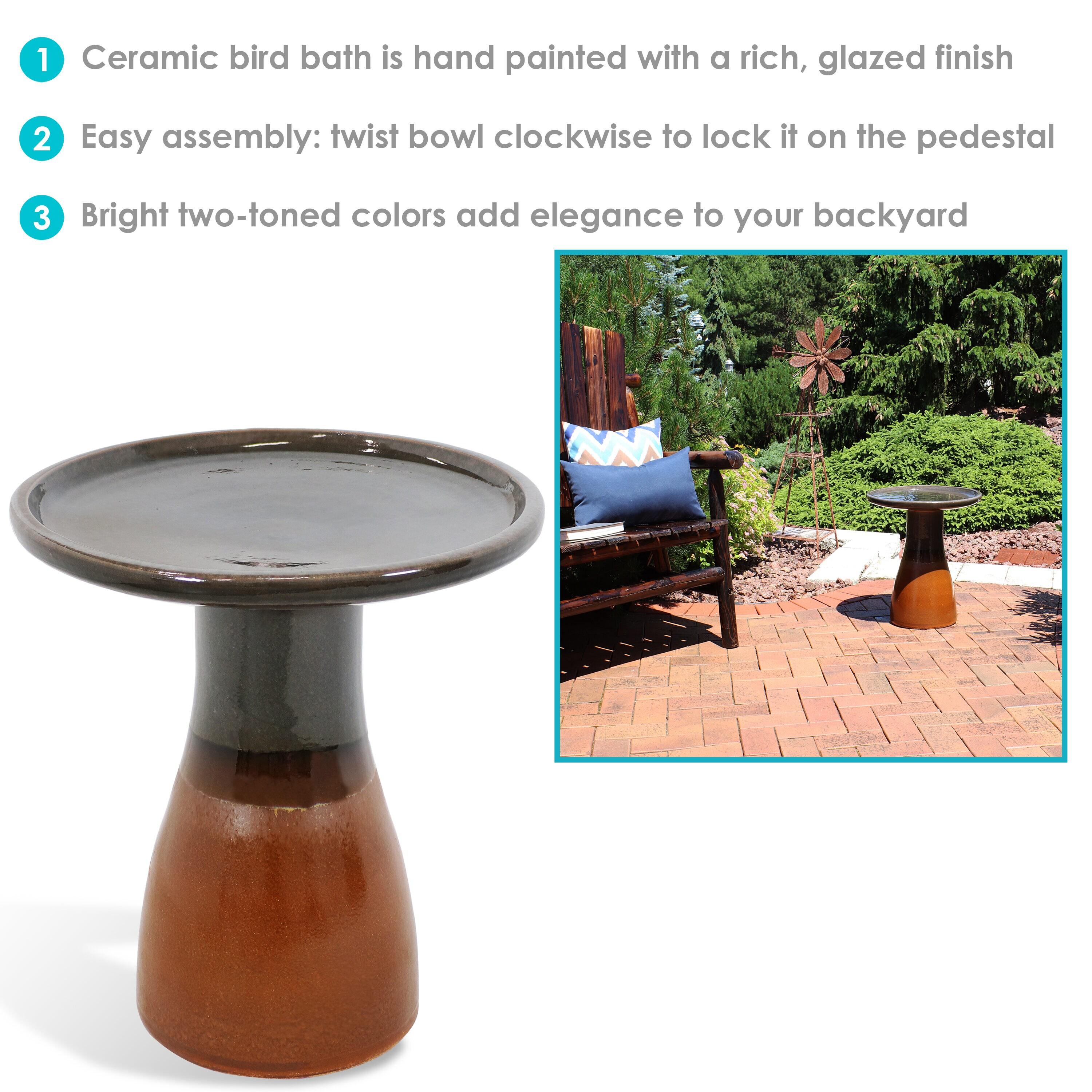 Sunnydaze Outdoor Weather-Resistant Smooth Glaze Ceramic Subtle Transitions Garden Bird Bath - Dusty Rose