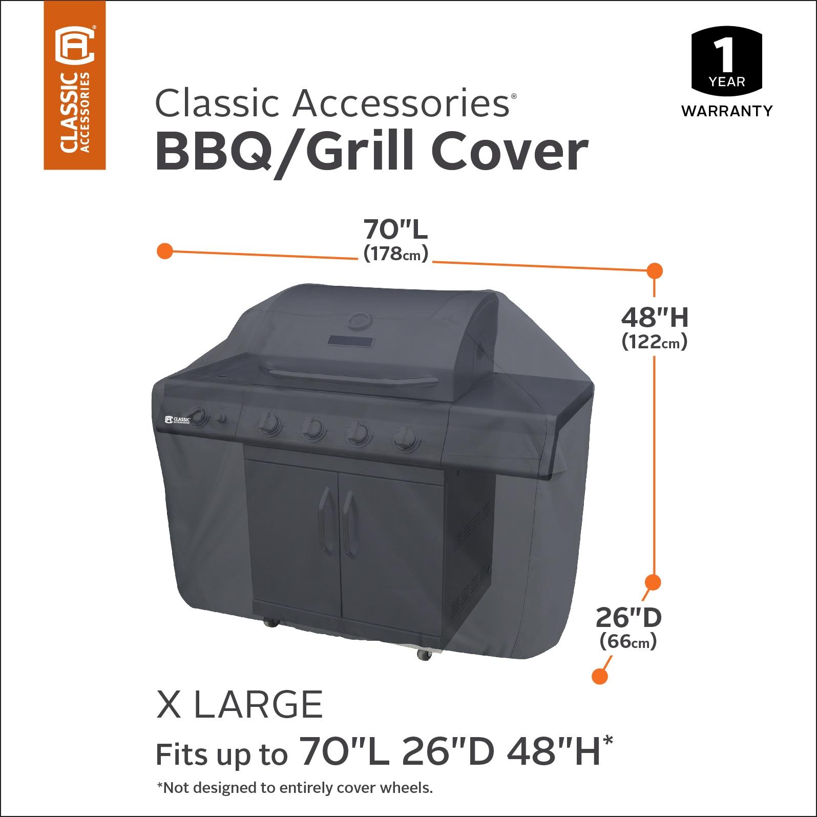 Classic Accessories Water-Resistant 70 Inch BBQ Grill Cover, Grill Cover, Grill Cover for Outdoor Grill, BBQ Cover