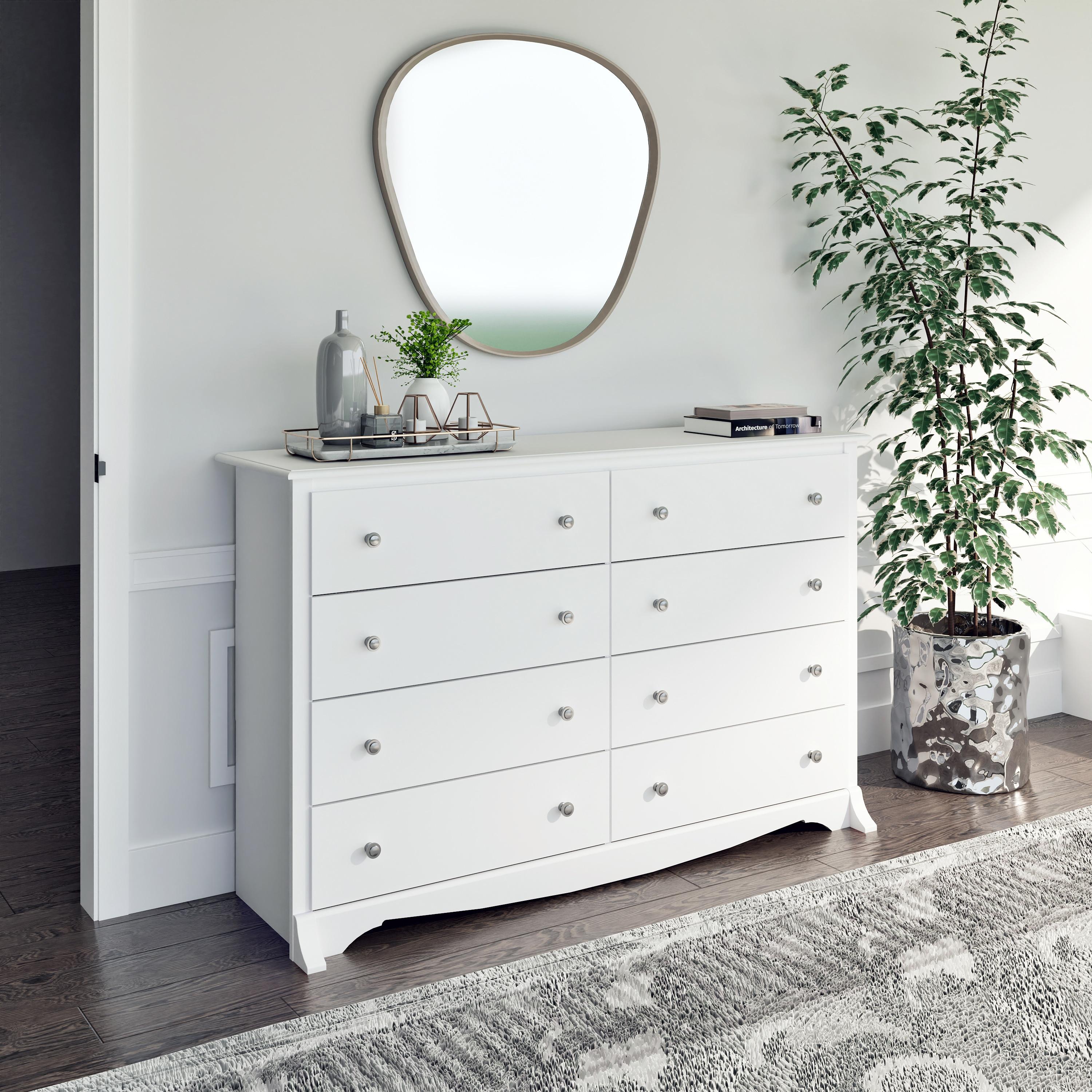 Sonoma 8 Drawer Dresser White - Prepac: Laminated Composite Wood, Metal Glides, Safety Stops