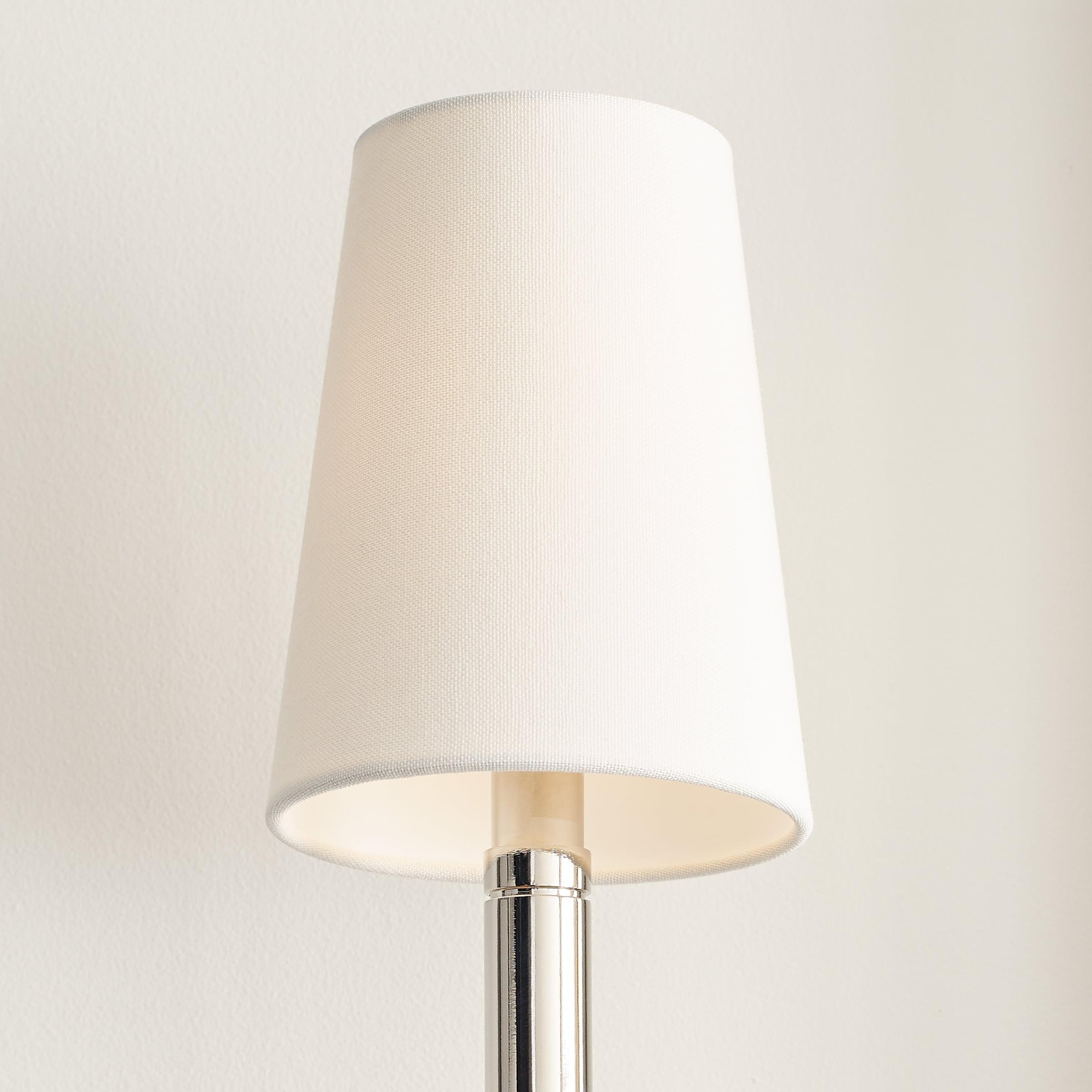 Polished Nickel 1-Light Wall Sconce with White Linen Shade