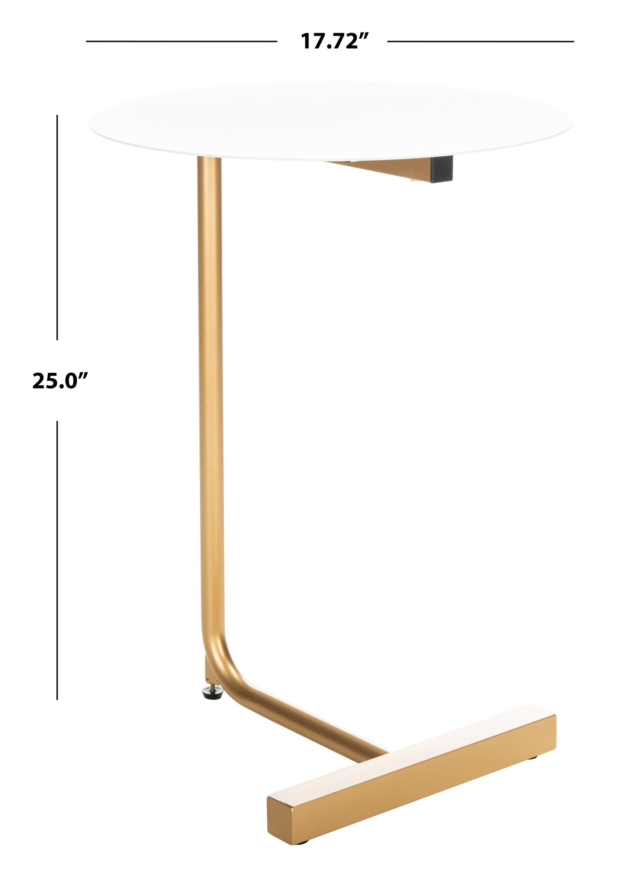 Haylee Round Side Table - White/Gold - Safavieh.