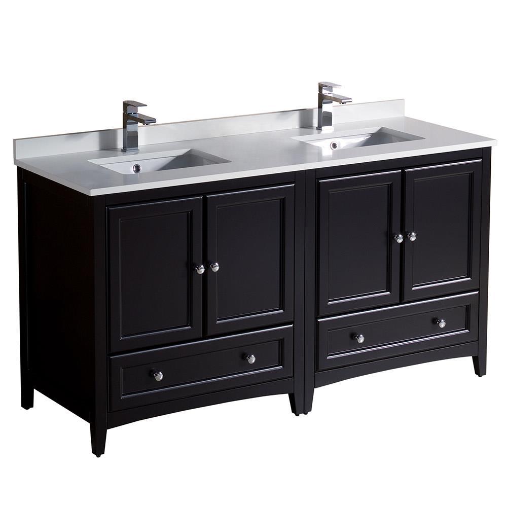 Oxford 60" Freestanding Double Sink Bathroom Vanity with Top and Sinks (Faucets Not Included)