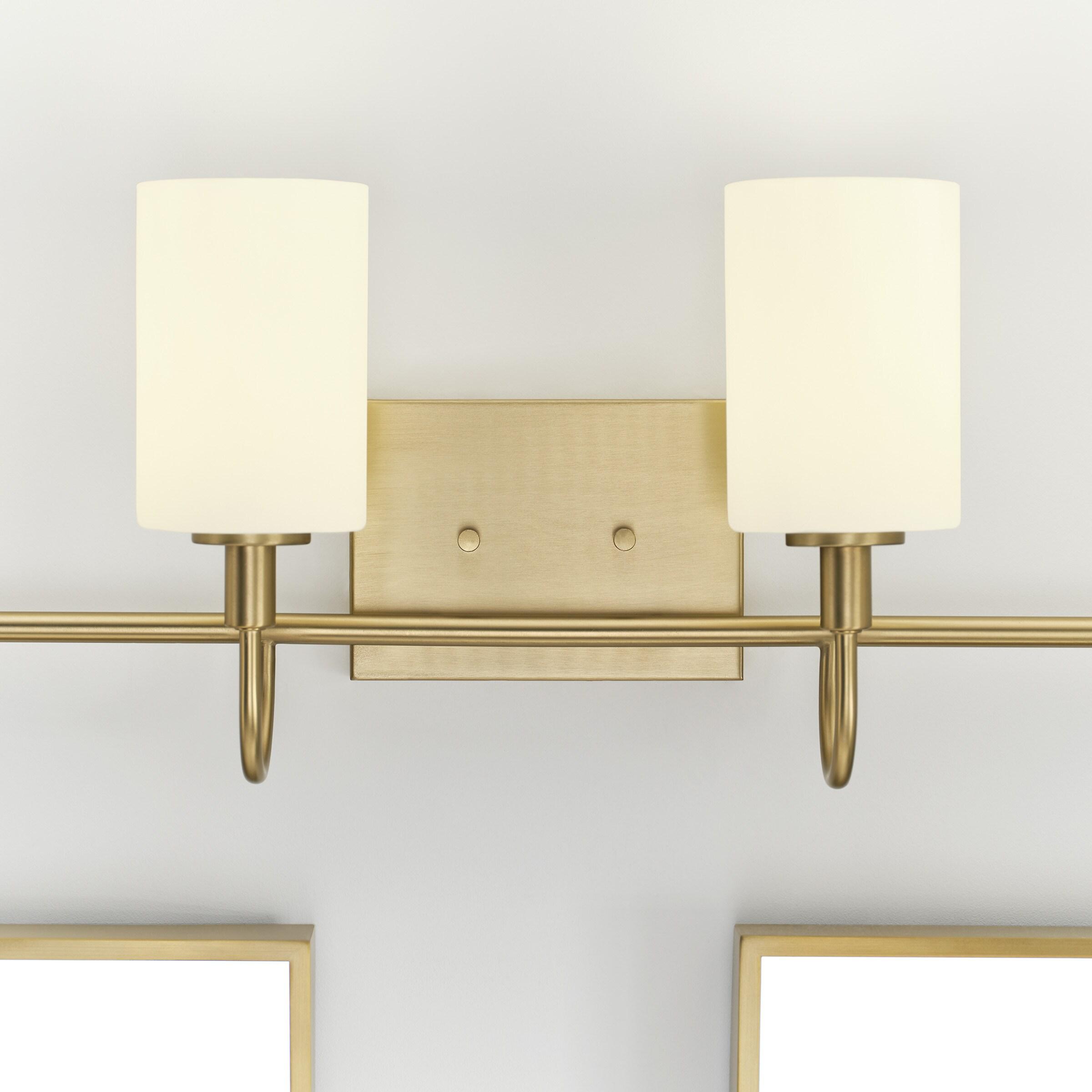 Alvin Modern Satin Brass 4-Light Vanity with Etched Glass