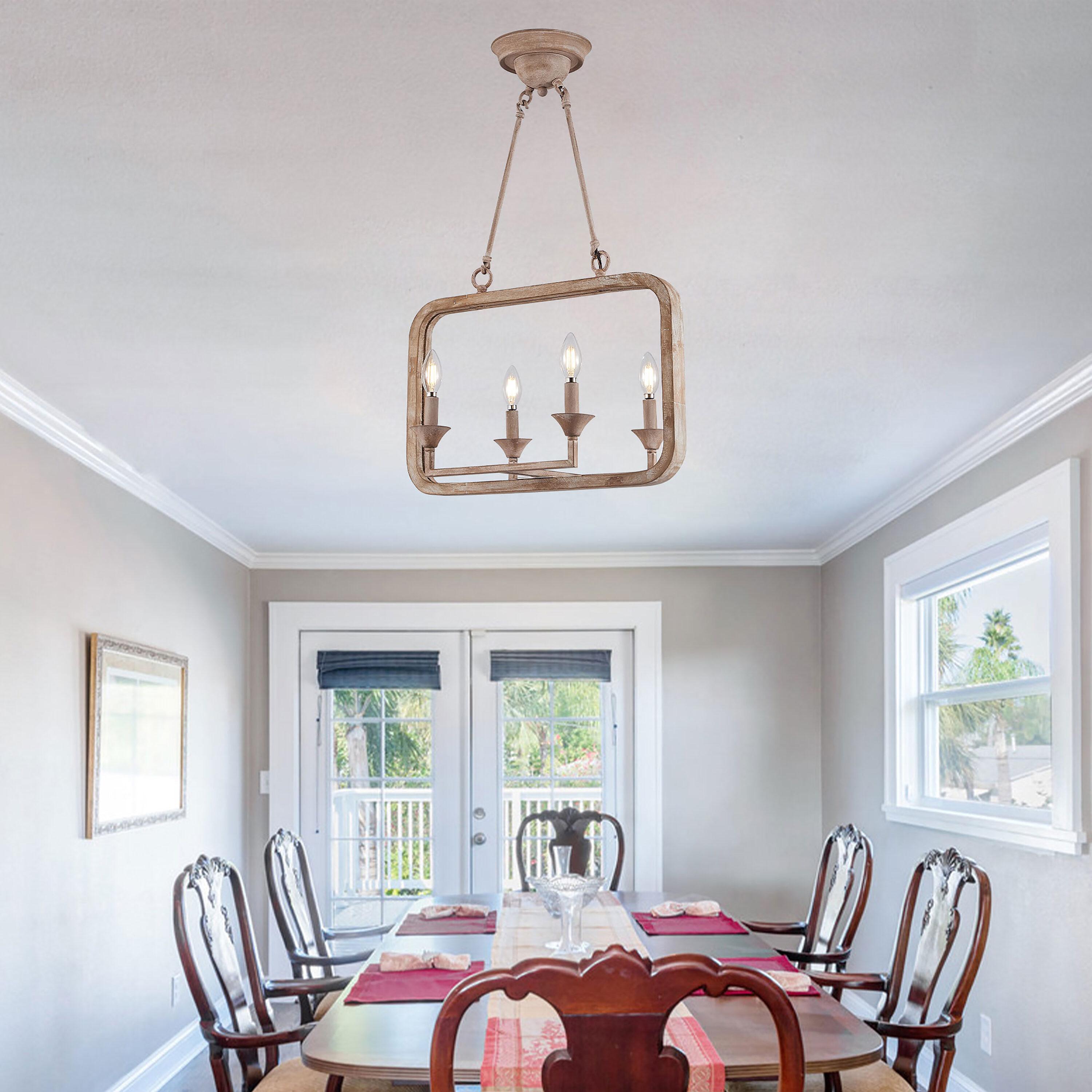 Cusp Barn Chandelier 4 -Light Brushed Brown Farmhouse Bare bulb For Use in Bedrooms, Dining Rooms, Foyers, Kitchens, Living Rooms Chandelier