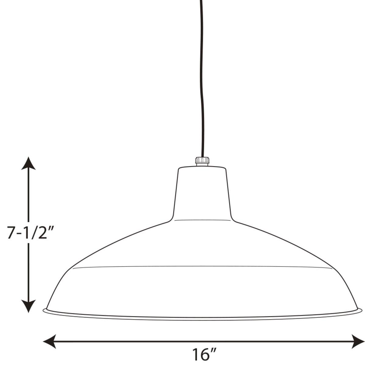 Progress Lighting, Sanabria, 1-Light, Pendant, Matte Black, Spun Metal Shade