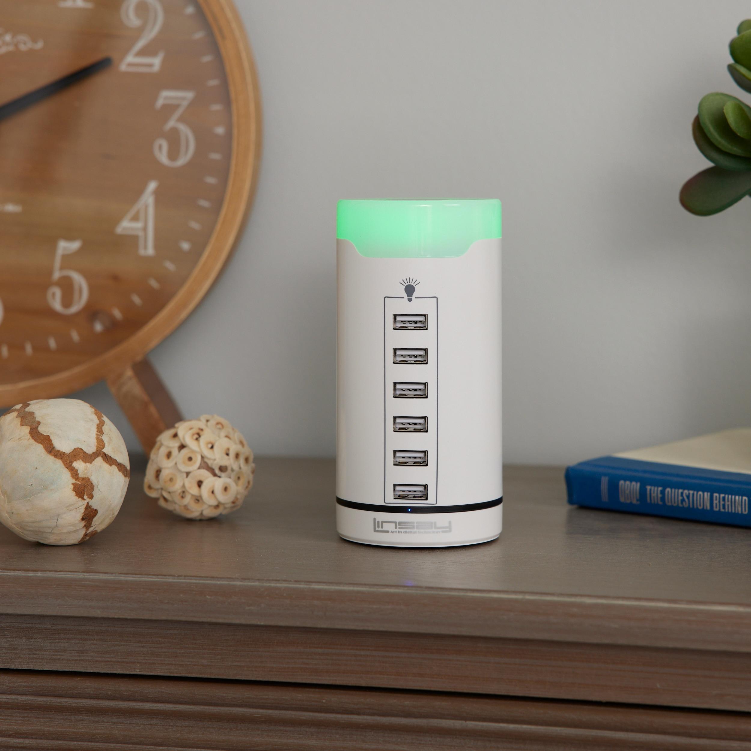LINSAY SMART LED LAMP TOUCH with 6 USB Charging Station Multi color LED dimmeable