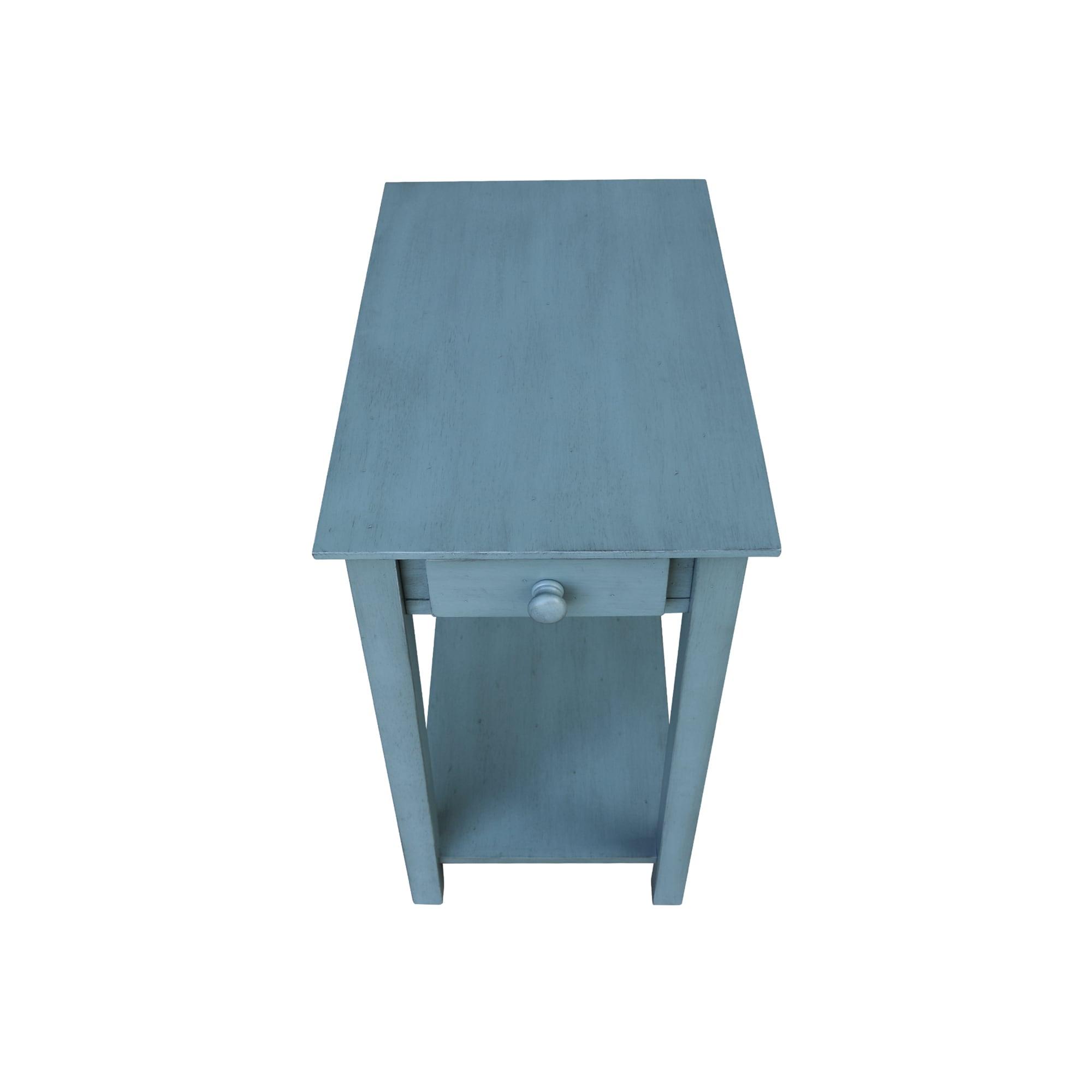 Narrow End Table Ocean Blue - International Concepts: Solid Wood, Mid-Century Modern, Drawer & Shelf