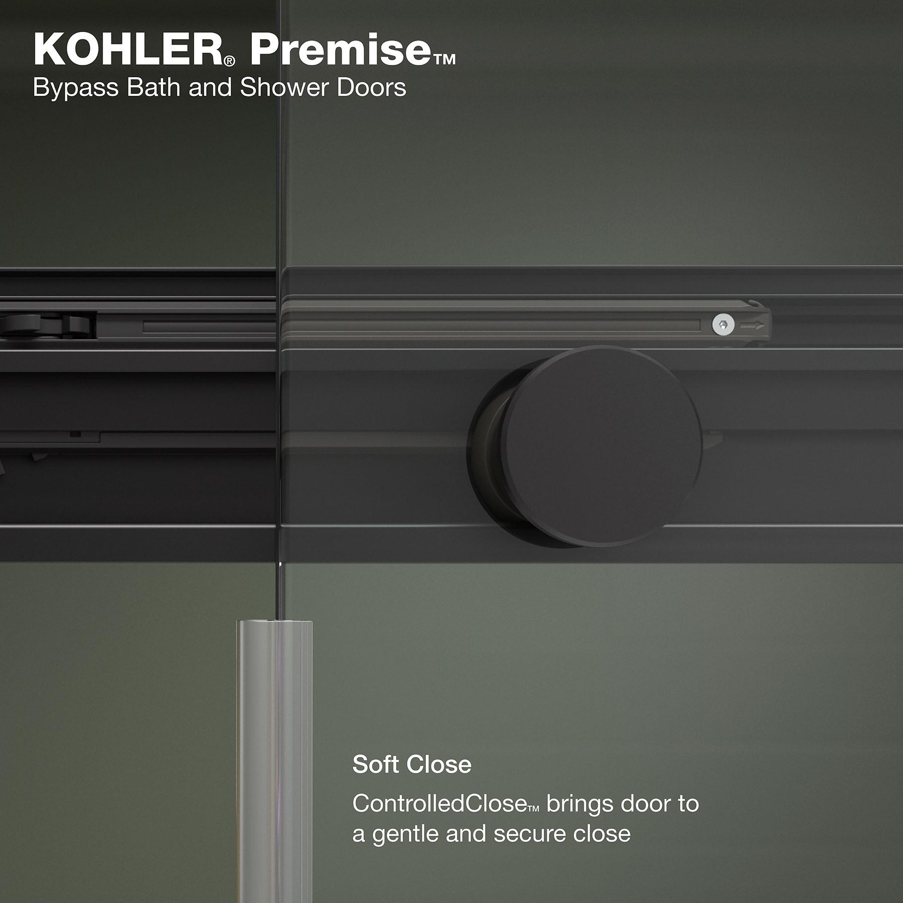 Levity Plus Less Sliding Bath Door, 61-9/16 In. H X 56-5/8 - 59-5/8 In. W, With 5/16 In.-Thick Crystal Clear Glass