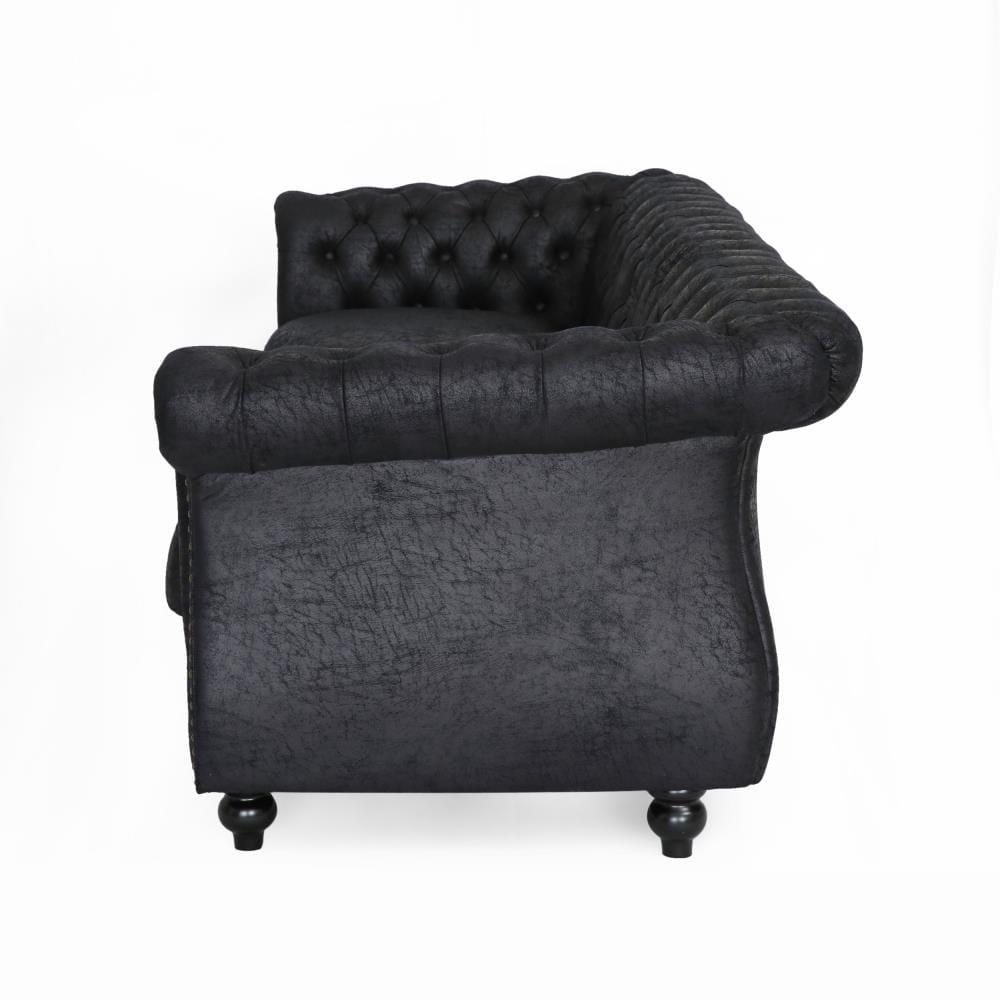Somerville Chesterfield Sofa Black - Christopher Knight Home: Elegant Faux Leather, Nailhead Trim, Tufted Design