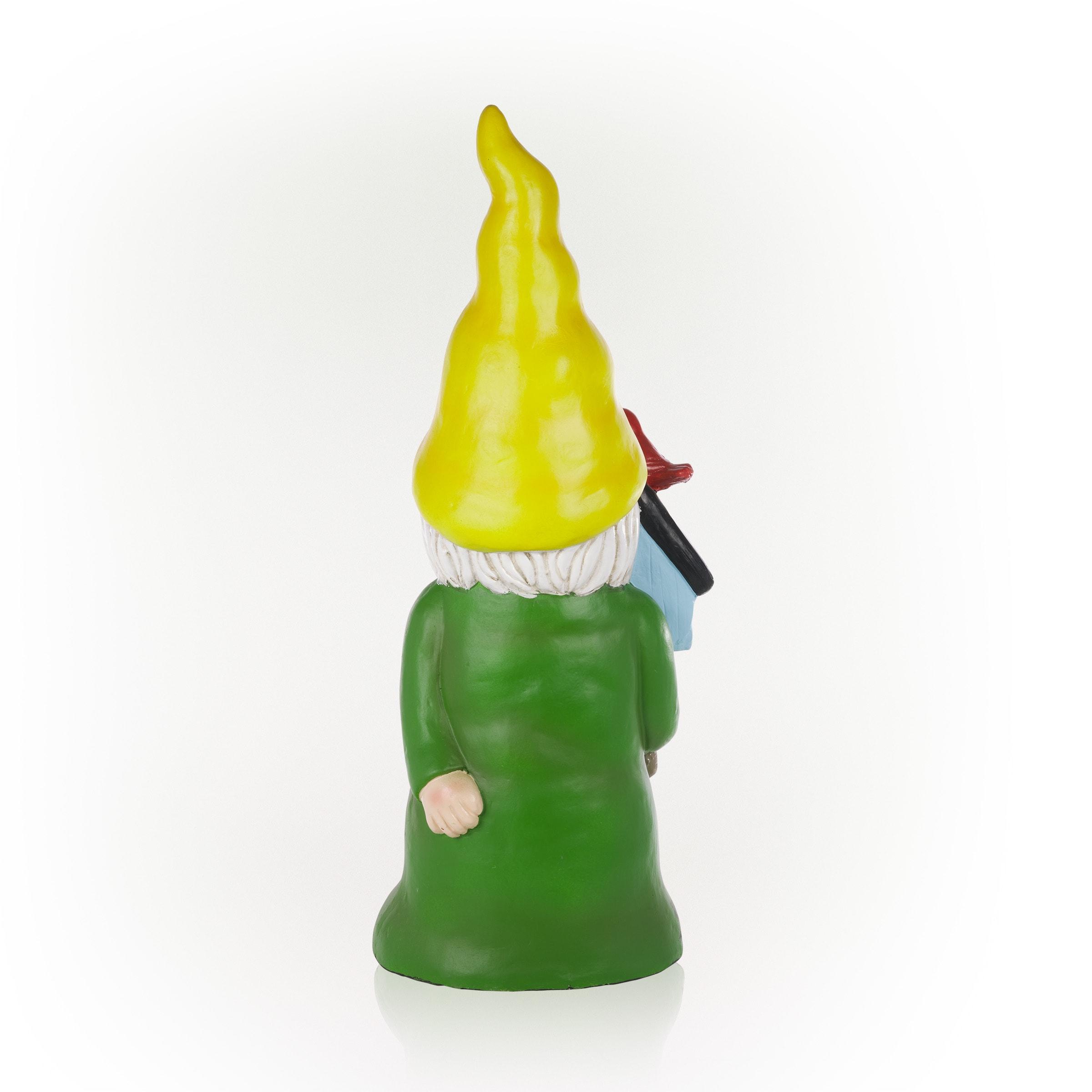 24" Magnesium Oxide "Gnome Place Like Home" Indoor/Outdoor Garden Gnome Statue Green/Yellow - Alpine Corporation