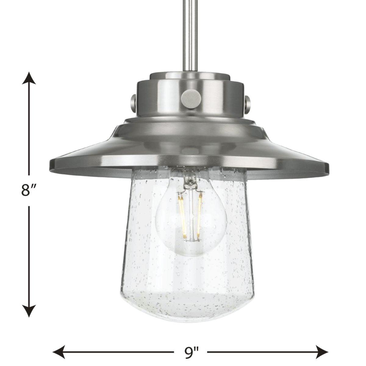 Progress Lighting Tremont 1-Light Matte Black Clear Seeded Glass Farmhouse Outdoor Hanging Mini-Pendant