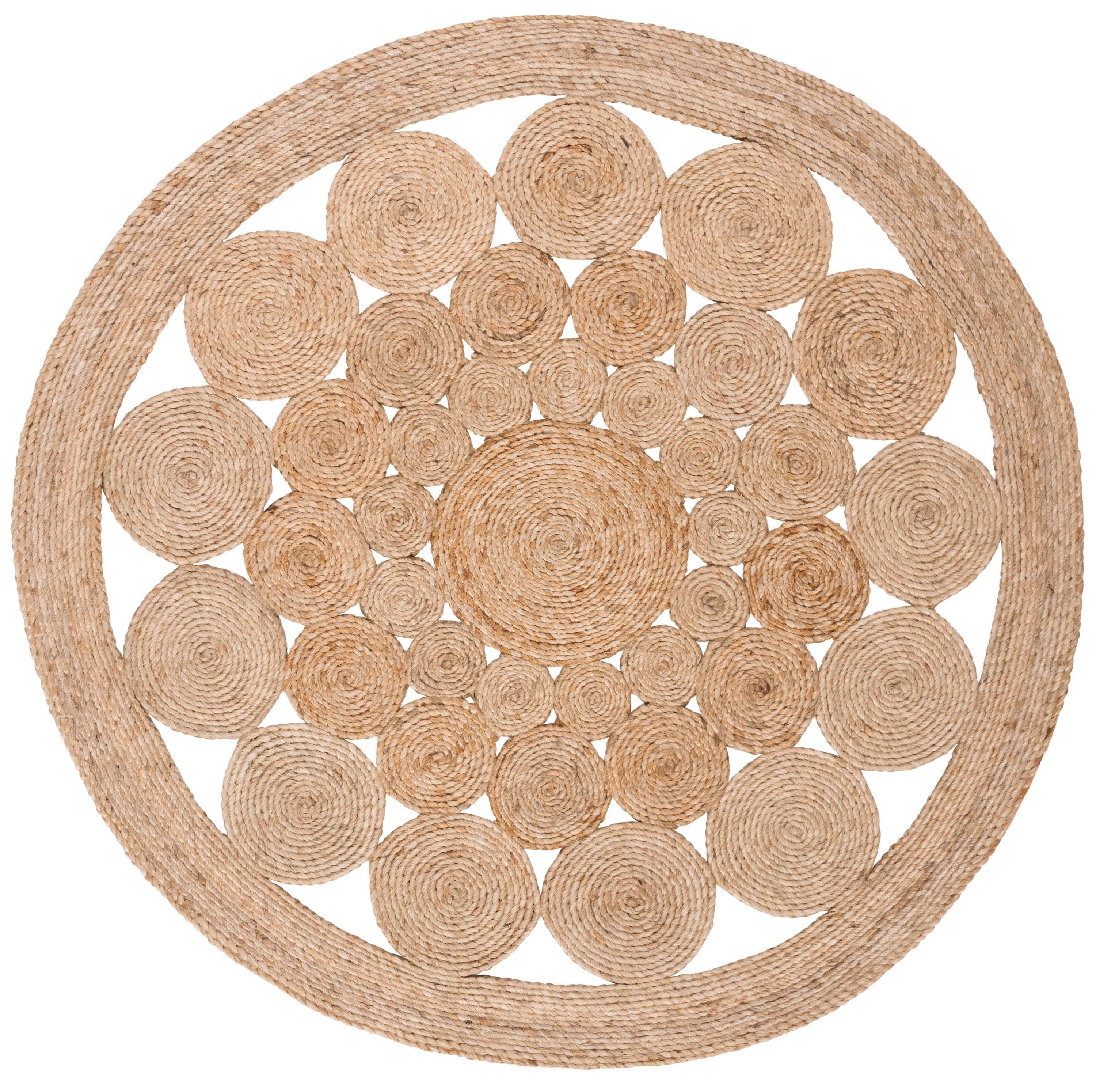 Natural Fiber NFB248 Hand Woven Area Rug - Natural - 3' round - Safavieh.