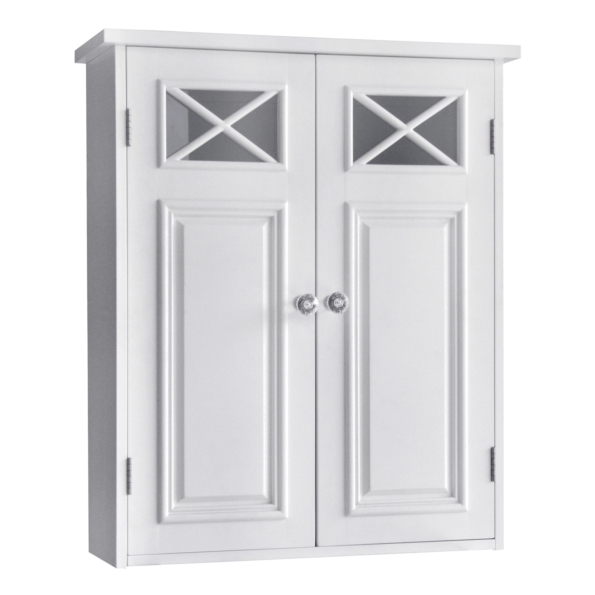Dawson Two Doors Wall Cabinet White - Elegant Home Fashions: Traditional Style, Semi-Gloss Finish, Bathroom Storage