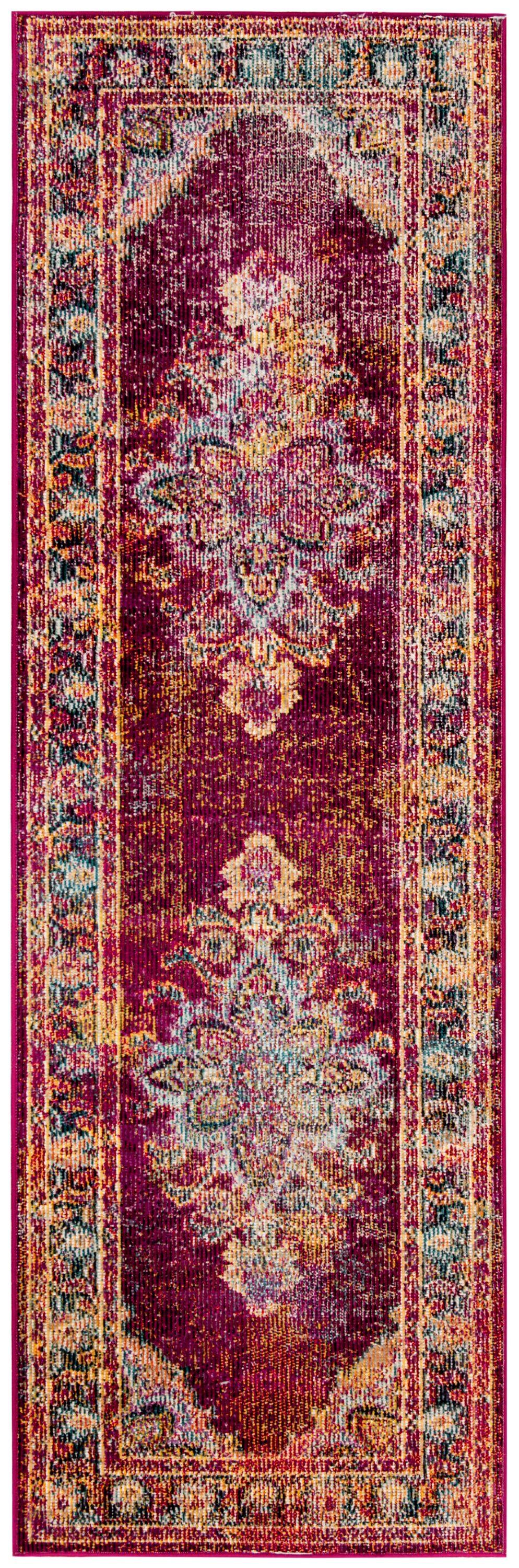 Crystal CRS508 Power Loomed Runner Rug - Ruby/Navy - 2'2"x7' - Safavieh.