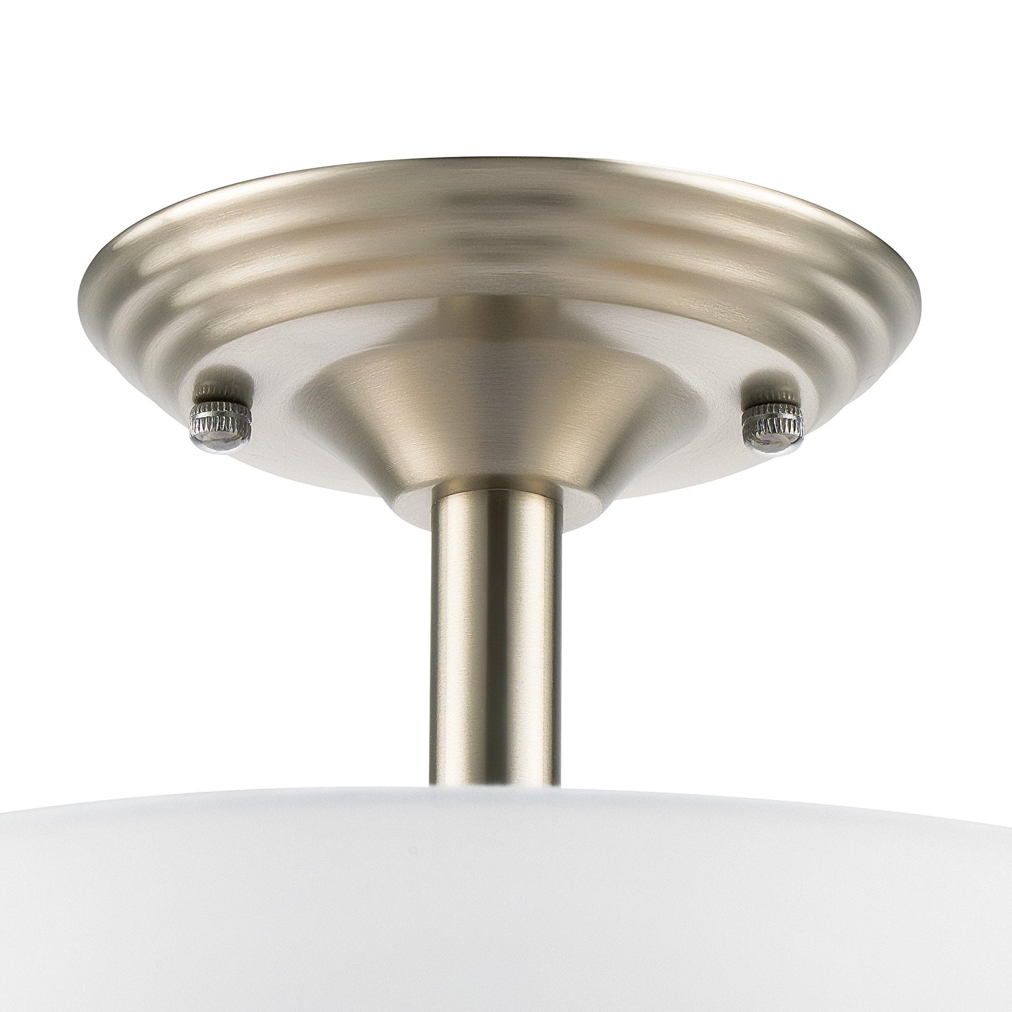Progress Lighting, Inspire Collection, 2-Light Semi-Flush, Brushed Nickel, Etched Glass with Summer Linen Shade