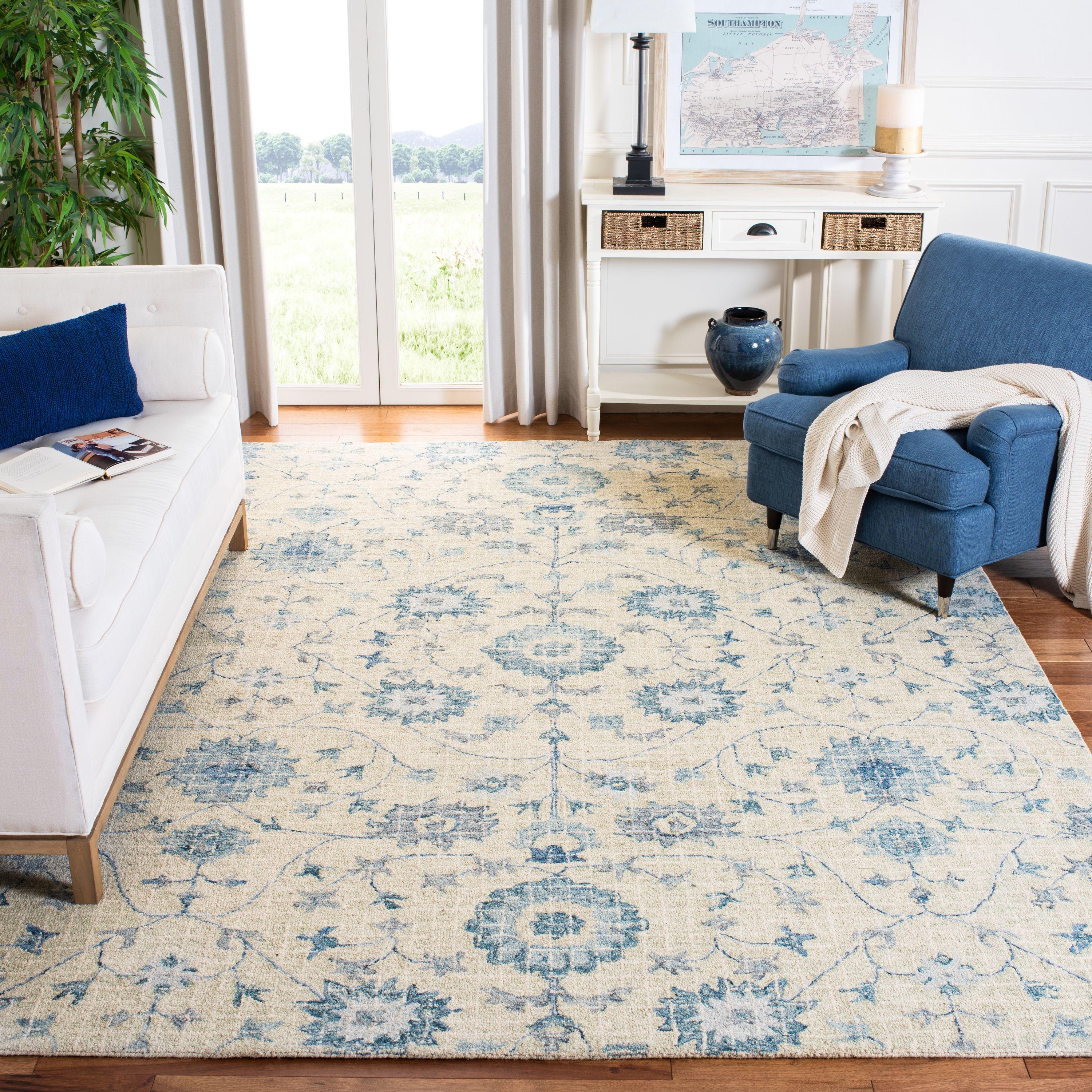 Blossom BLM812 Hand Tufted Area Rug - Silver/Blue - 4'x6' - Safavieh.
