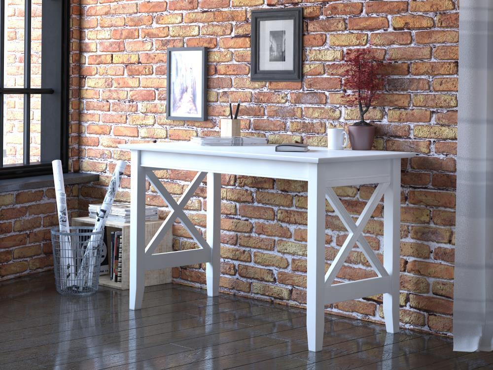 AFI 48" Lexi Solid Wood X Design Home Office, Gaming, Writing, Desk with Charger in White