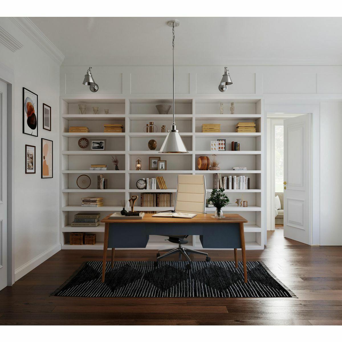 Progress Lighting Hinton 1-Light Pendant, Polished Nickel, Vintage Metal Shade