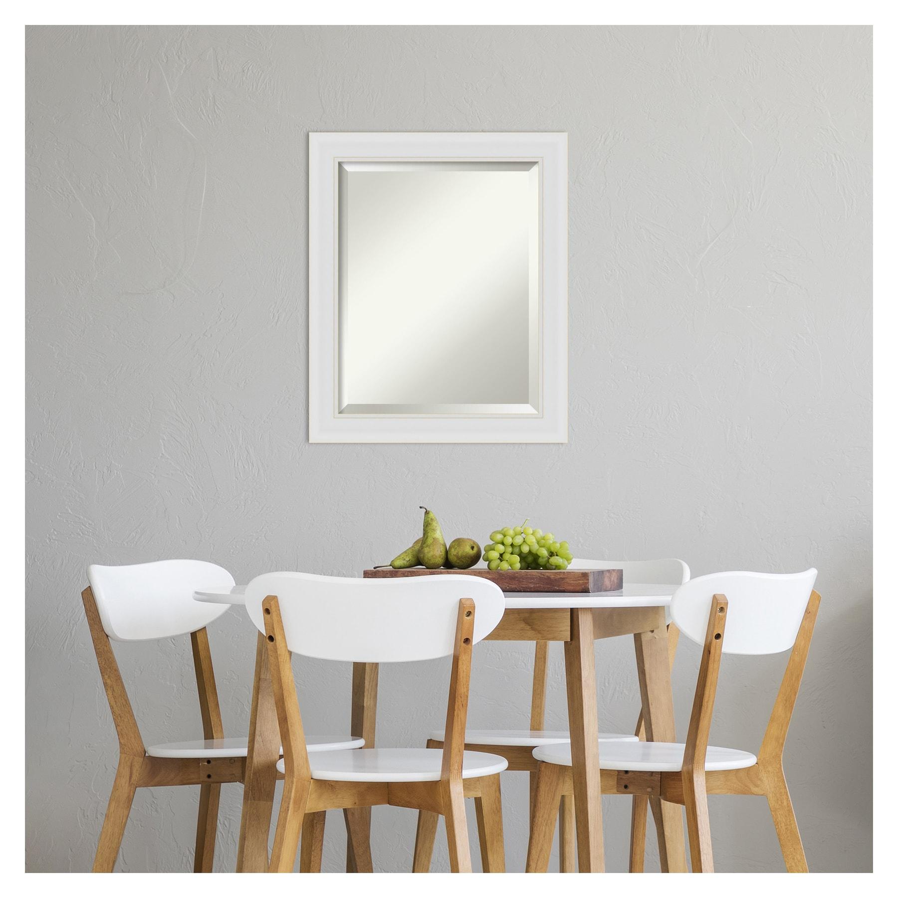 20" x 24" Flair Framed Bathroom Vanity Wall Mirror Soft White - Amanti Art: Modern Rectangle, Satin Finish, No Assembly Required