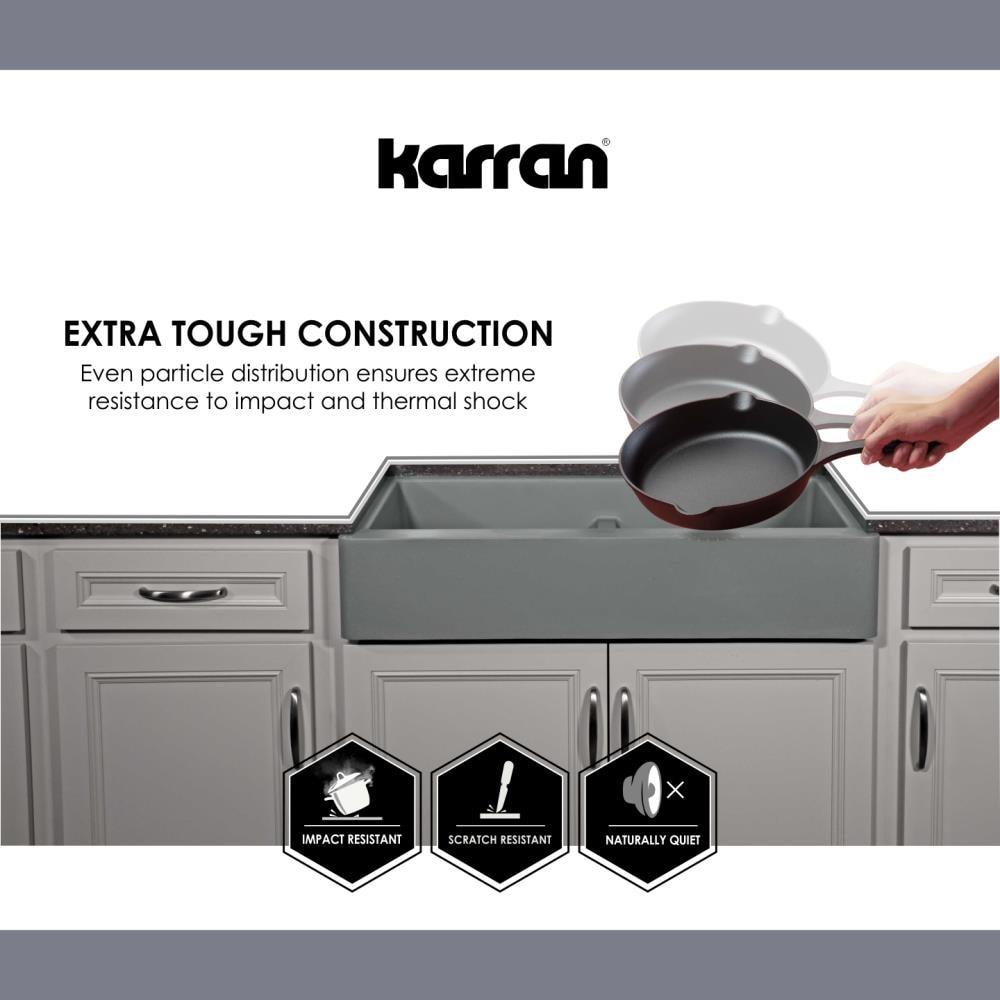 Karran Retrofit Farmhouse Apron Front Quartz Composite 34'' X 21-1/4'' 50/50 Double Bowl Kitchen Sink