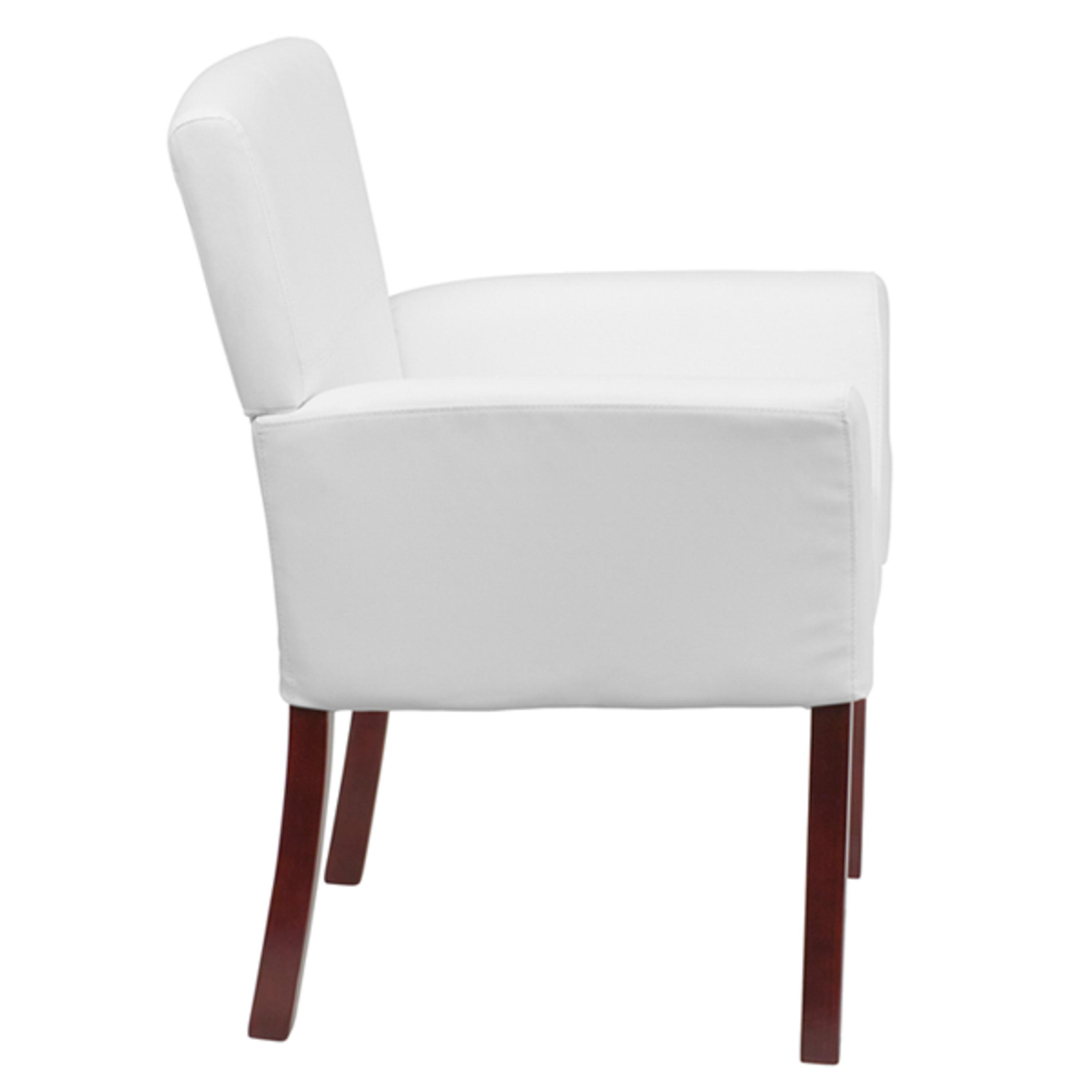 Paulson LeatherSoft Executive Side Reception Chair with Mahogany Legs