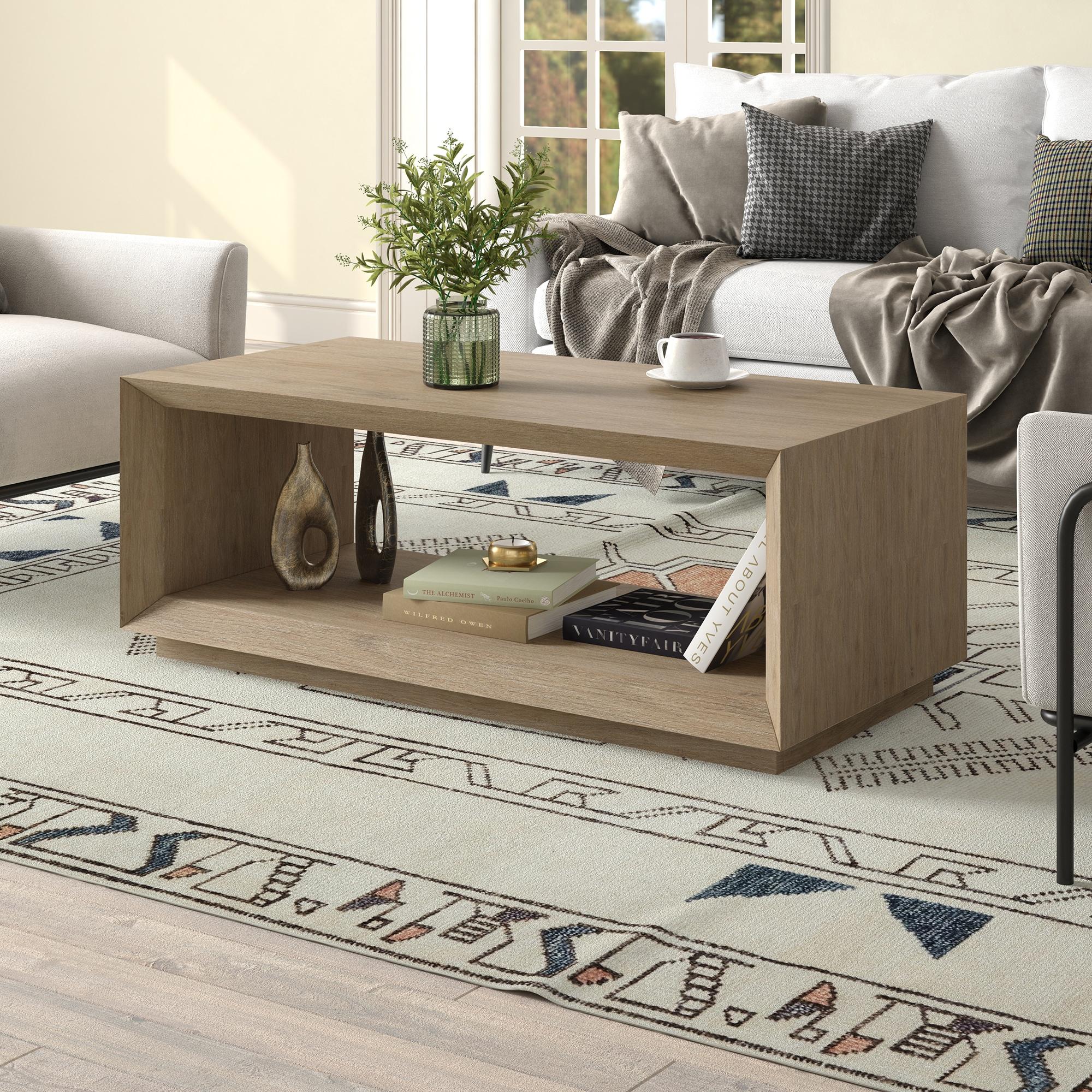 Antiqued Gray Oak Rectangular MDF Coffee Table