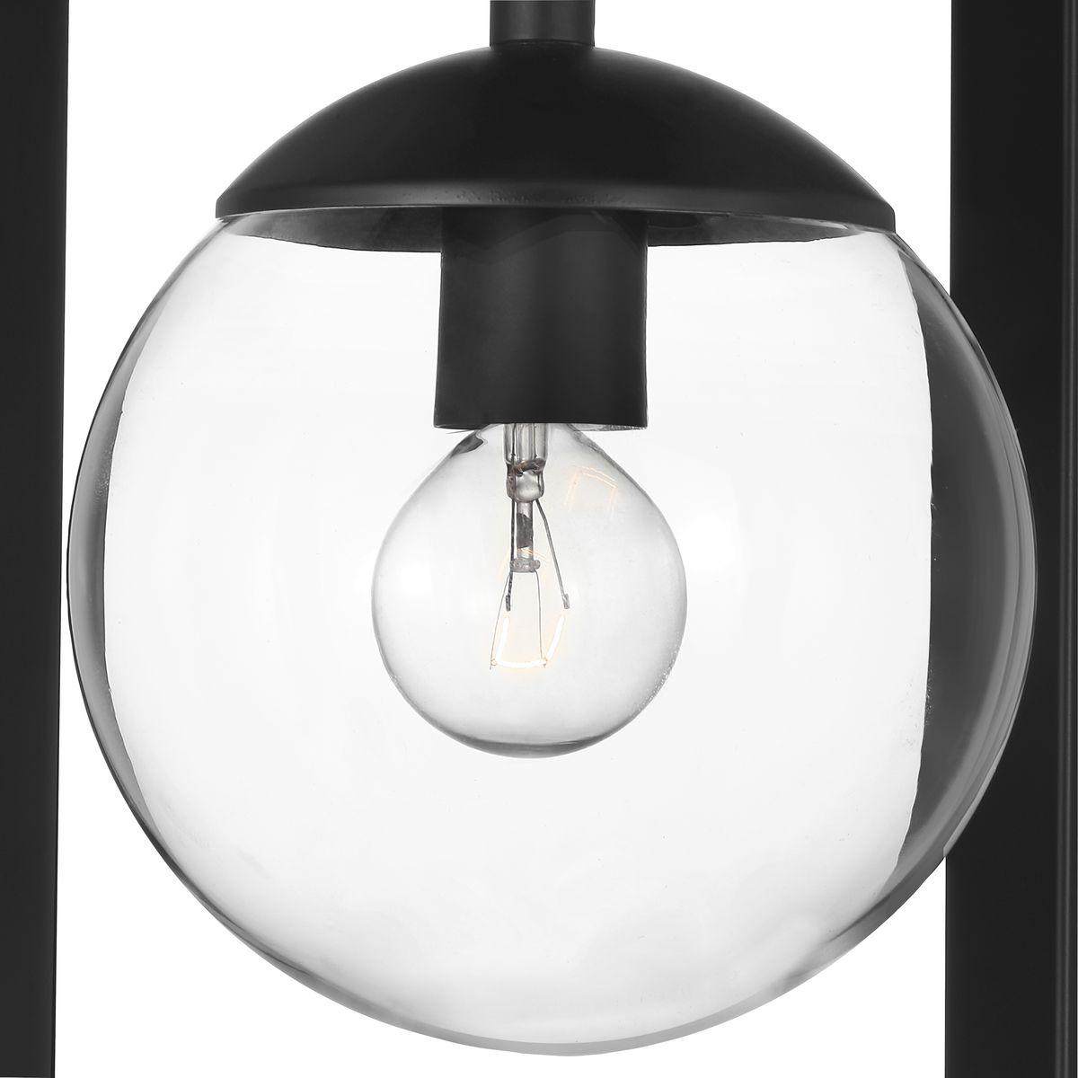 Progress Lighting Atwell 2-Light Pendant, Matte Black, Clear Globe Shades