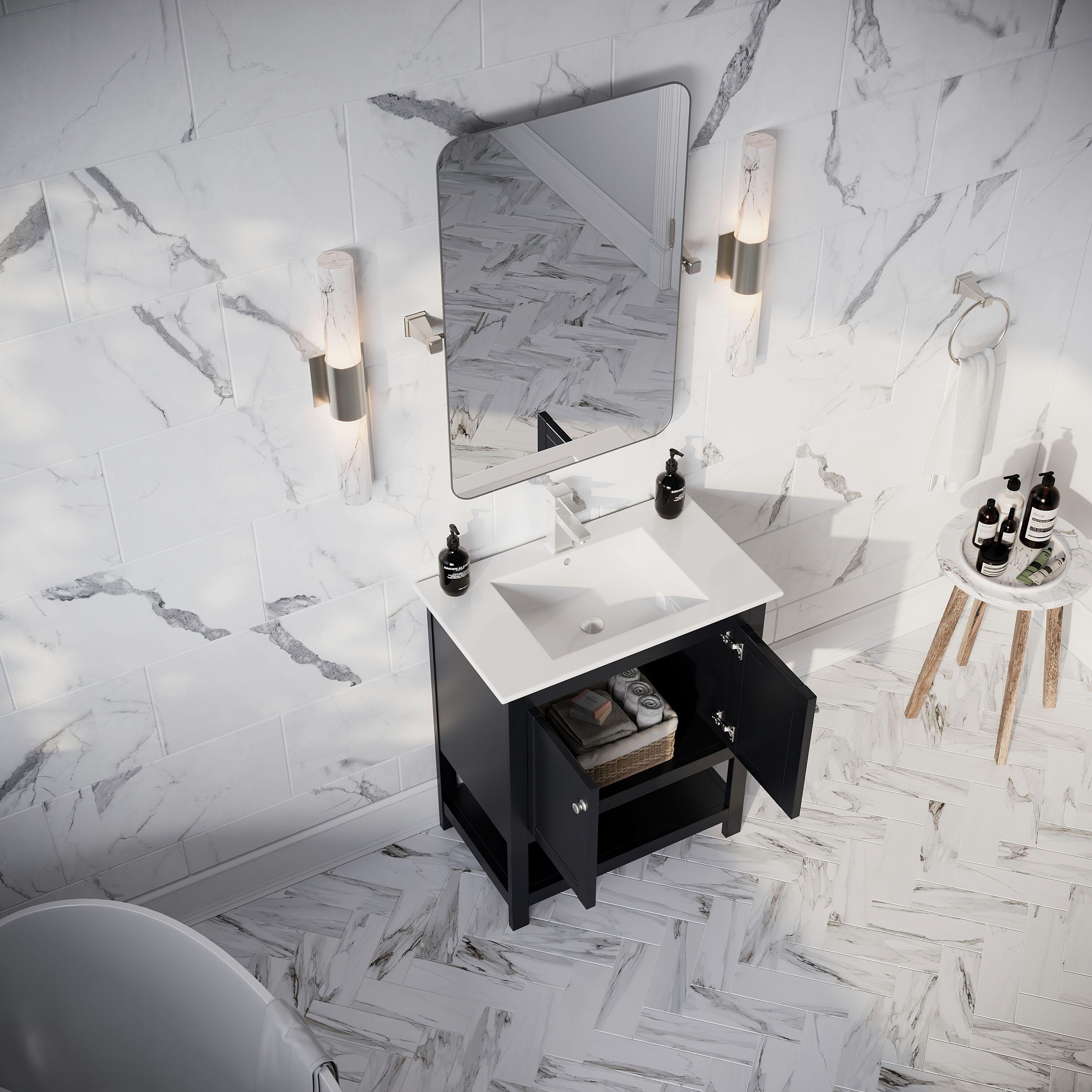 Manchester 30" Freestanding Single Sink Bathroom Vanity with Integrated Sink (Faucet Not Included)