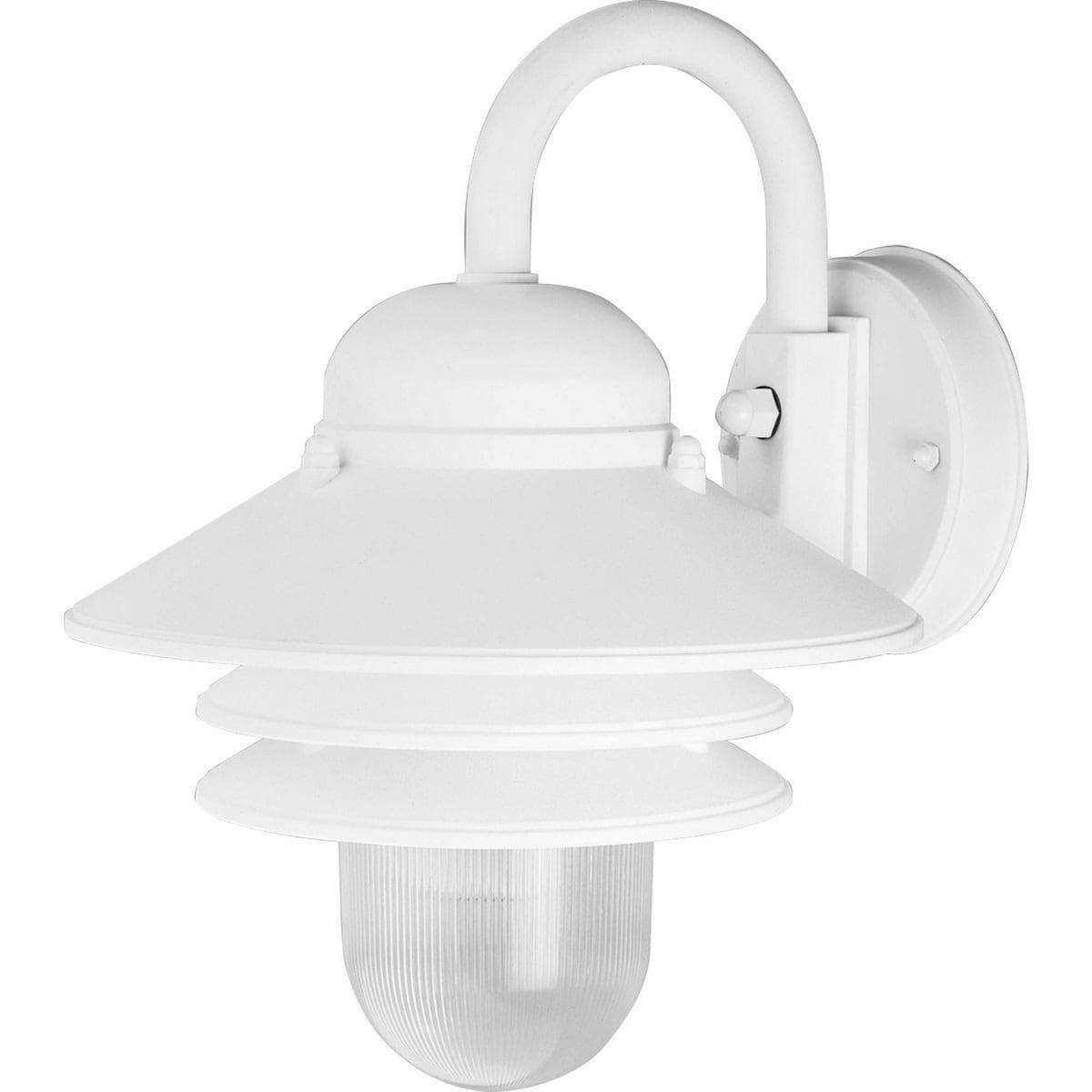 Progress Lighting Newport 1-Light Outdoor Wall Lantern, White Finish, Clear Prismatic Acrylic Shade