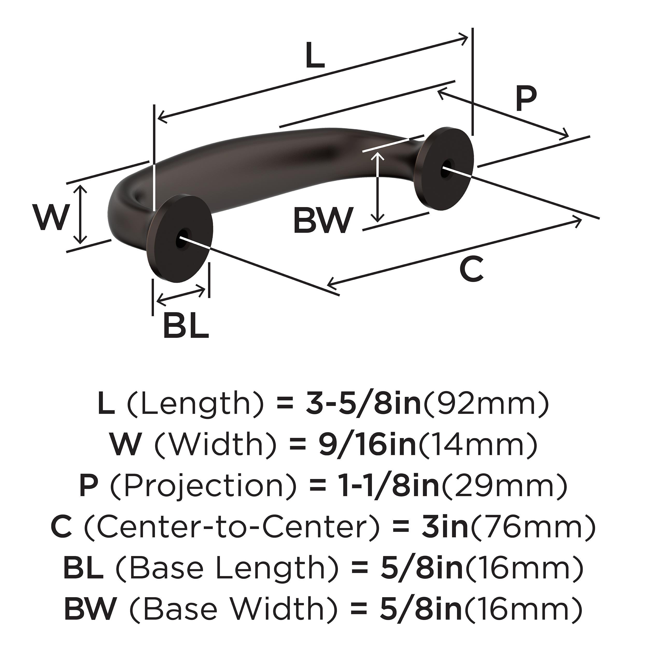 Amerock Renown 3 inch (76mm) Center-to-Center Oil-Rubbed Bronze Cabinet Pull