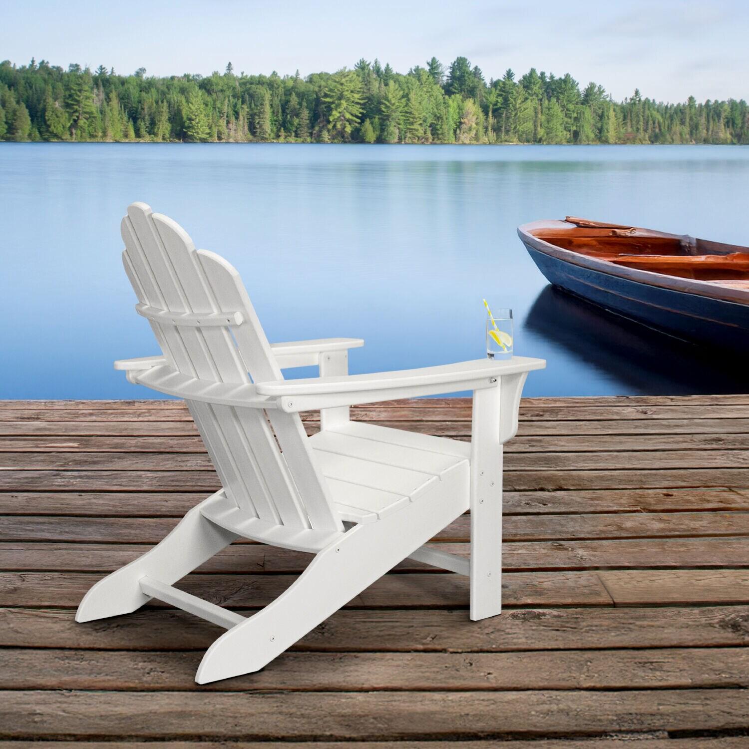 Hanover Outdoor Furniture All-Weather Contoured Adirondack Chair, White